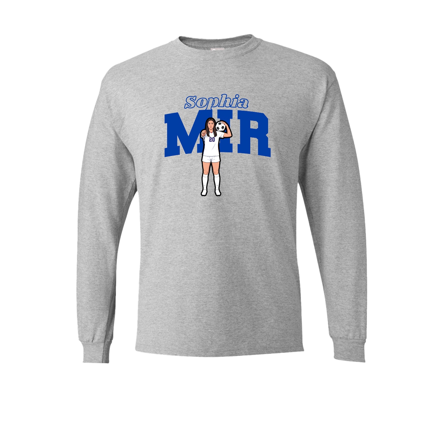 Long Sleeve Tee — Name Arch in Grey