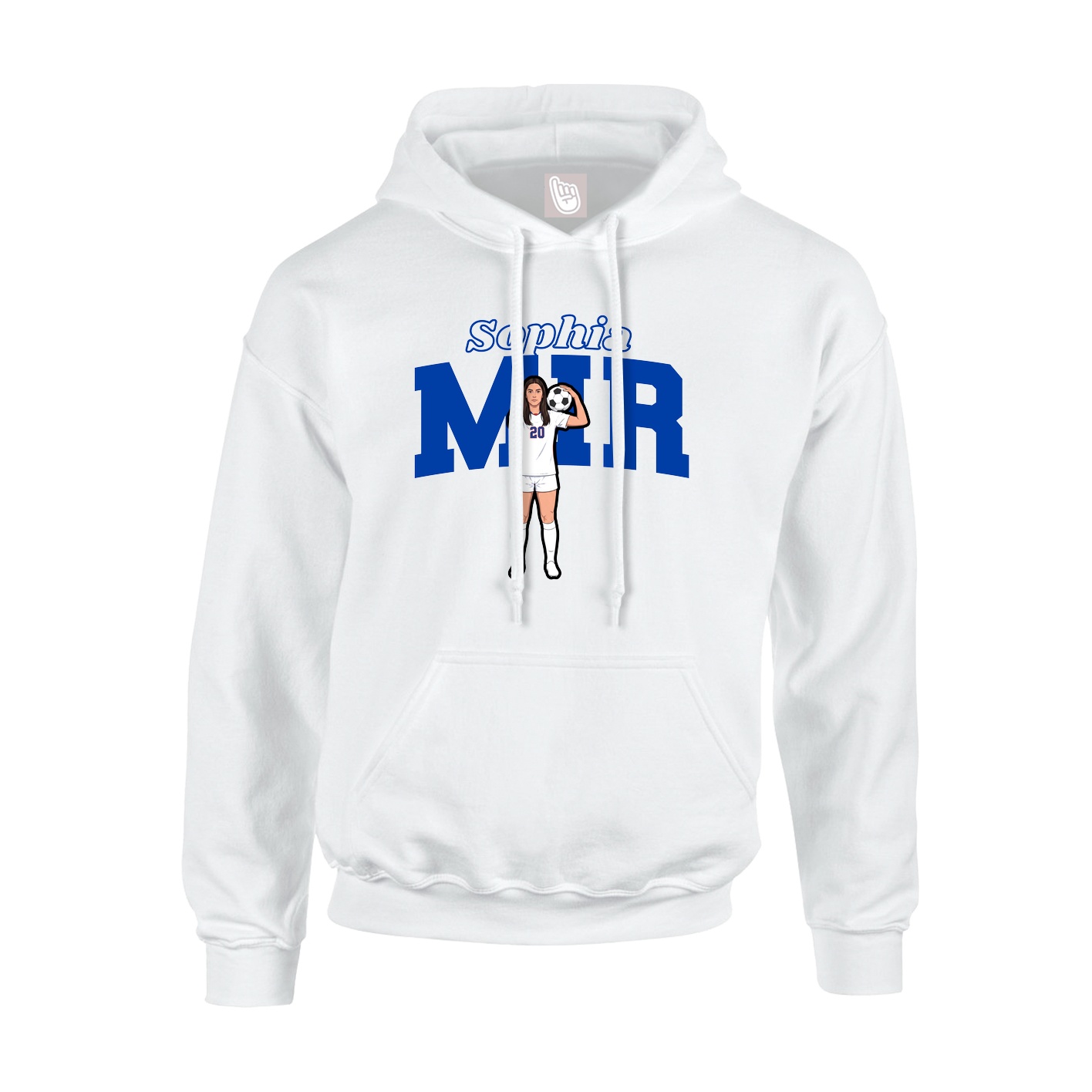 Youth Hoodie — Name Arch in White