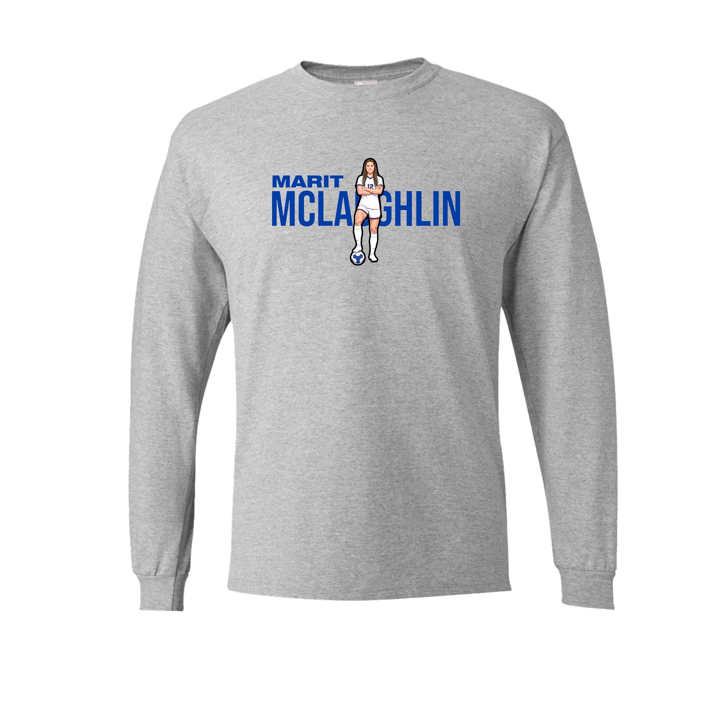 Long Sleeve Tee — Player Name in Grey