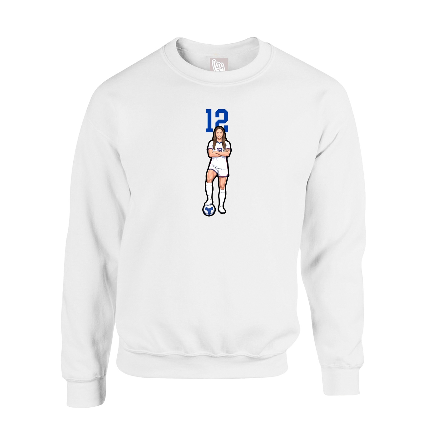Fleece Crew — Number Top in White