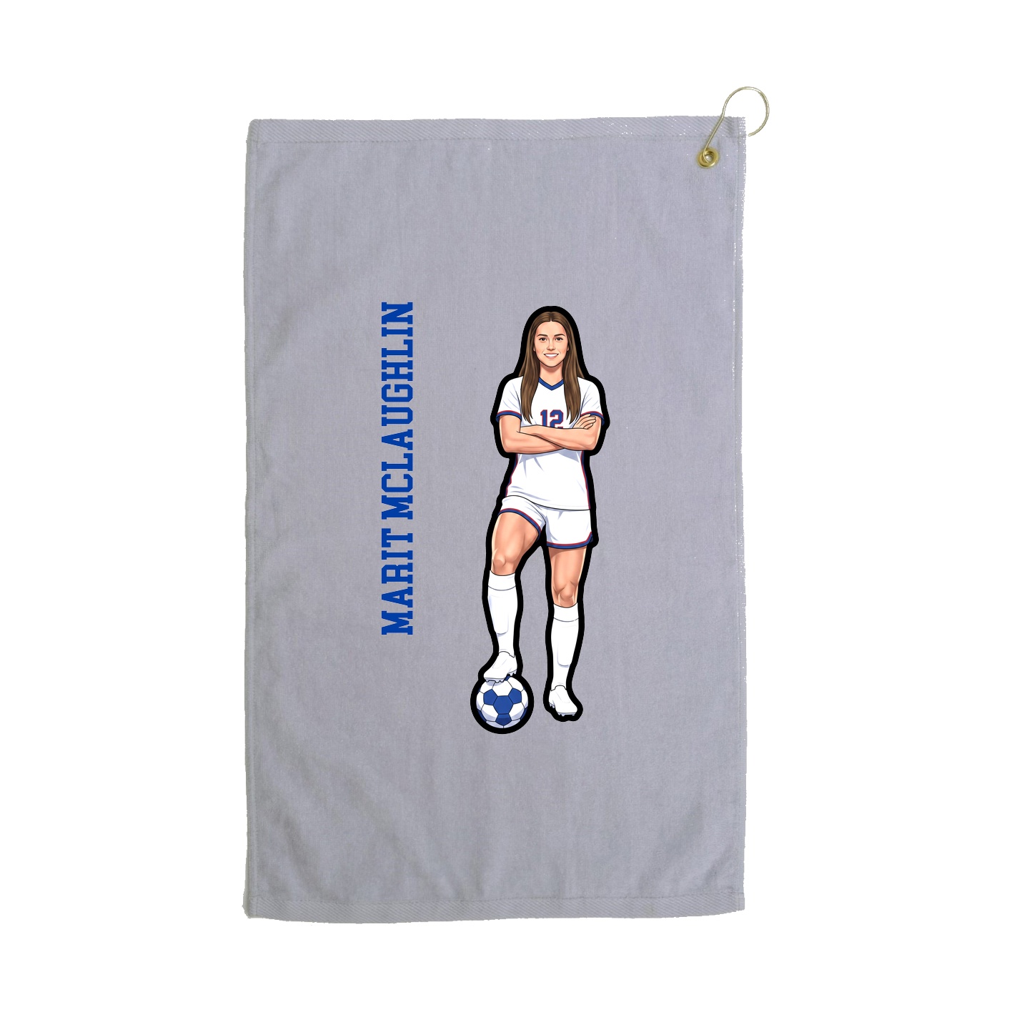 Golf Towel — Name Vertical in Grey