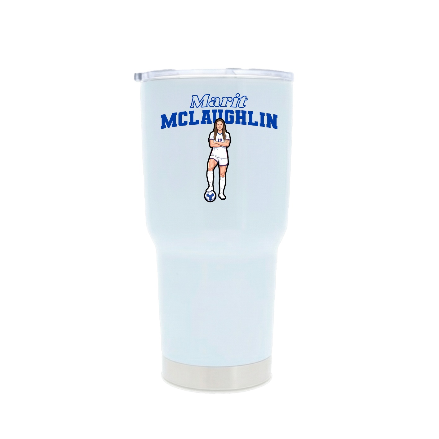 30oz Stainless Steel Tumbler — Name Arch in White
