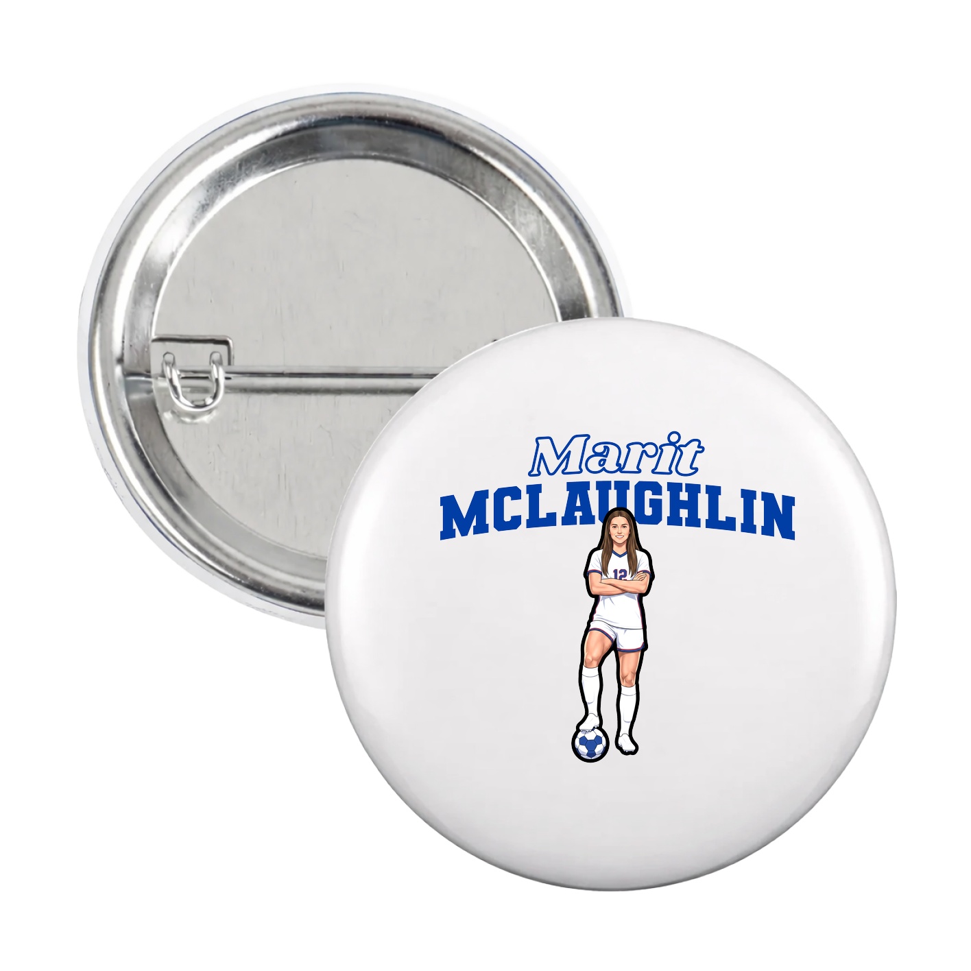 Game Day Button — Name Arch in White