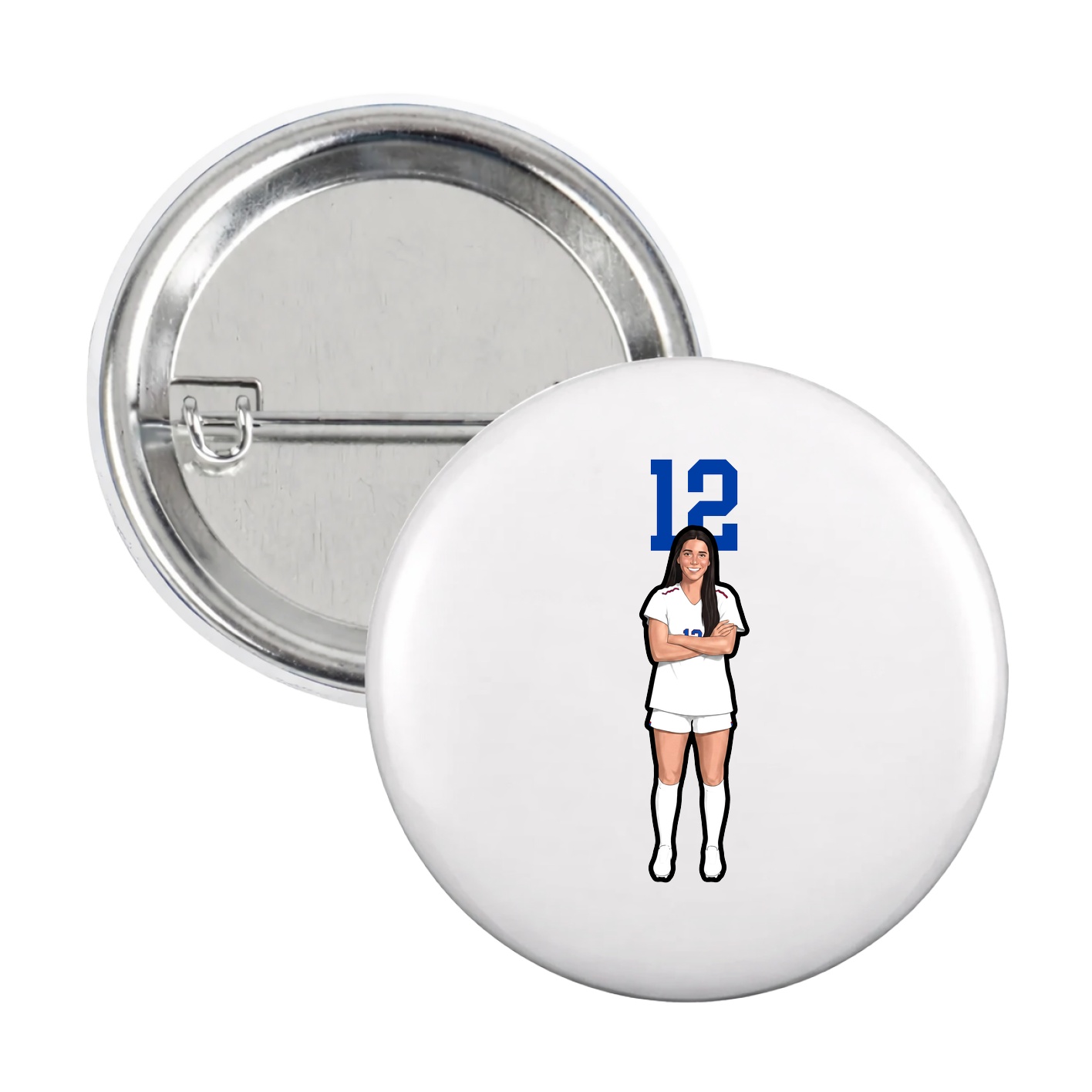 Game Day Button — Number Top in White