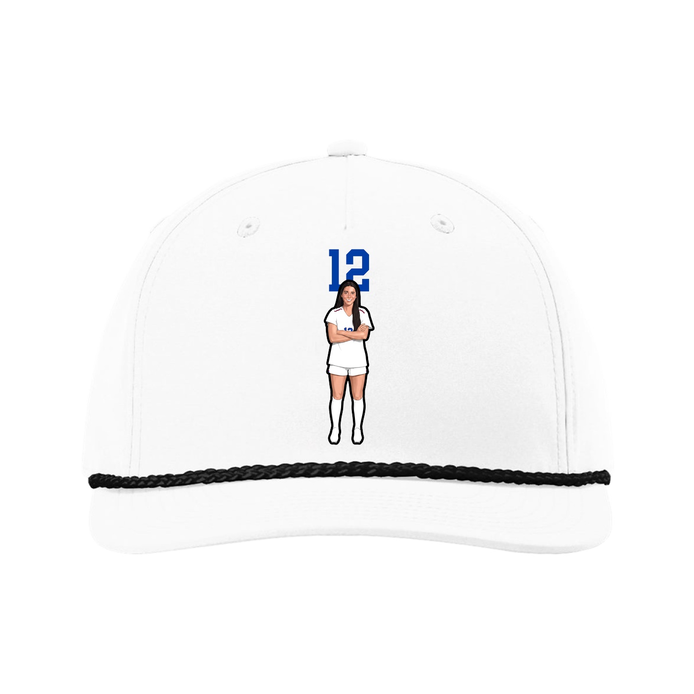 Five-Panel Classic Rope Cap — Number Top in White