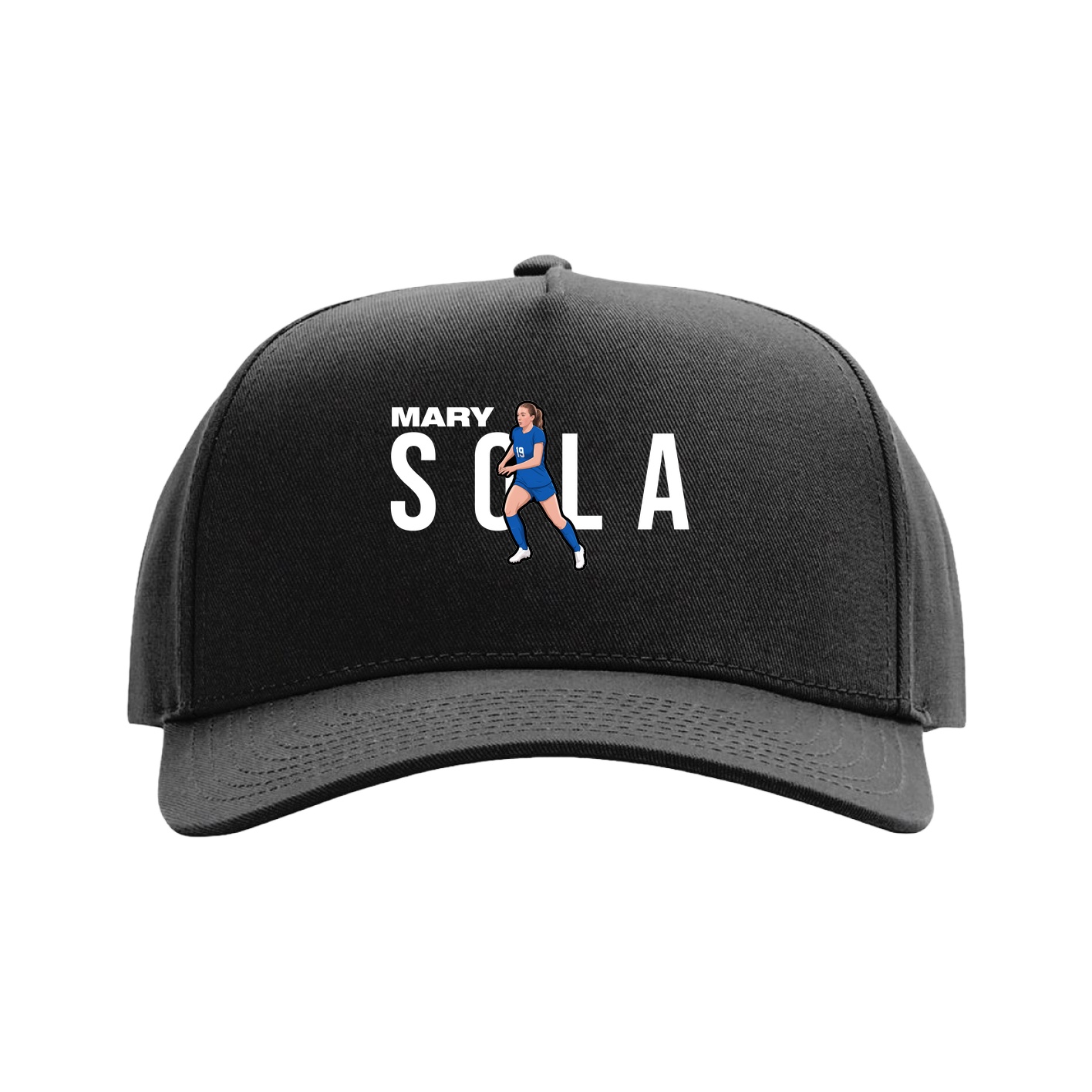 Full Fabric Five-Panel Champ Cap — Player Name in Black