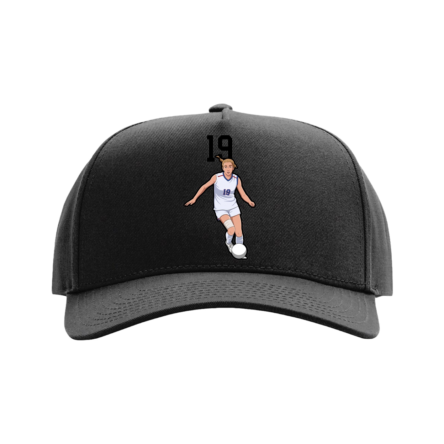 Full Fabric Five-Panel Champ Cap — Number Top in Black