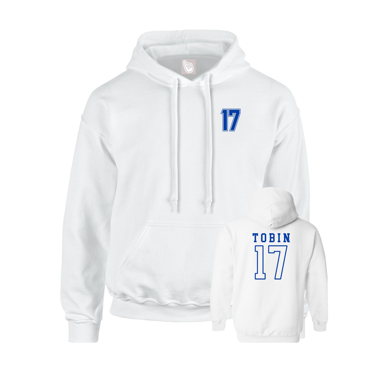 Youth Hoodie — Chest Back in White