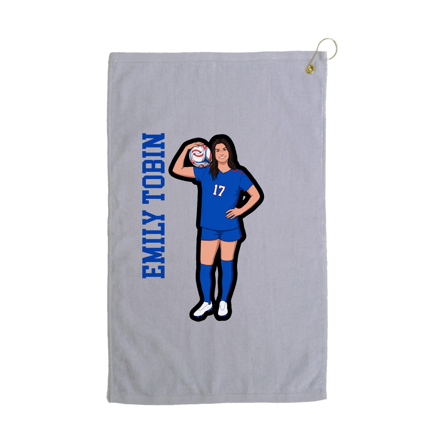 Golf Towel — Name Vertical in Grey