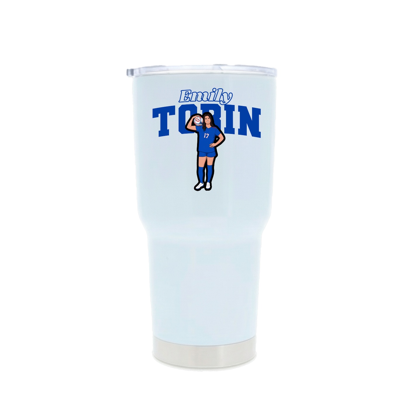 30oz Stainless Steel Tumbler — Name Arch in White