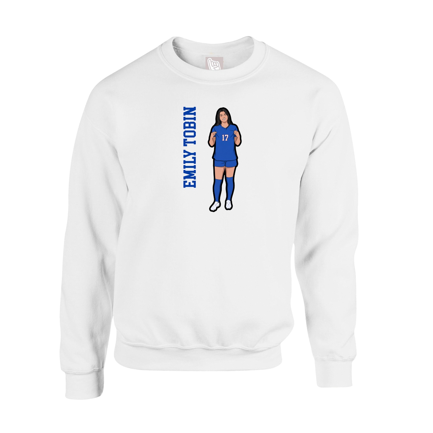 Fleece Crew — Name Vertical in White