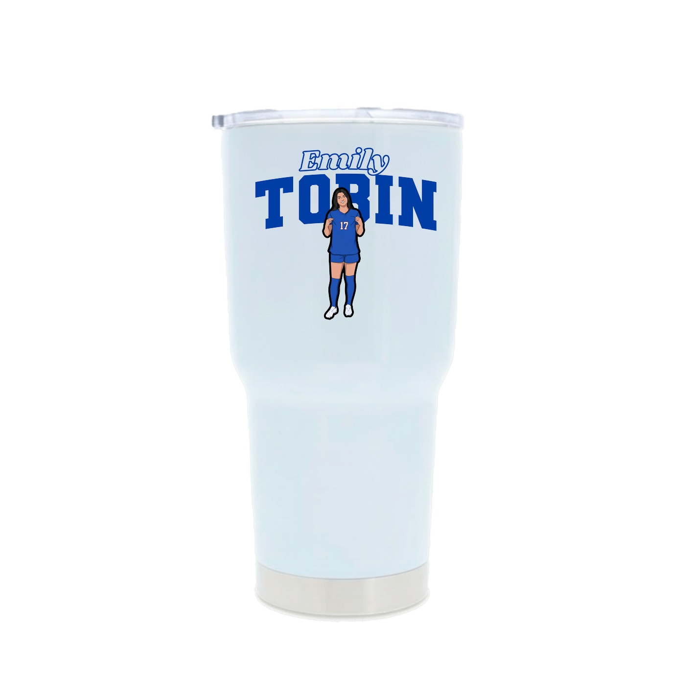 30oz Stainless Steel Tumbler — Name Arch in White