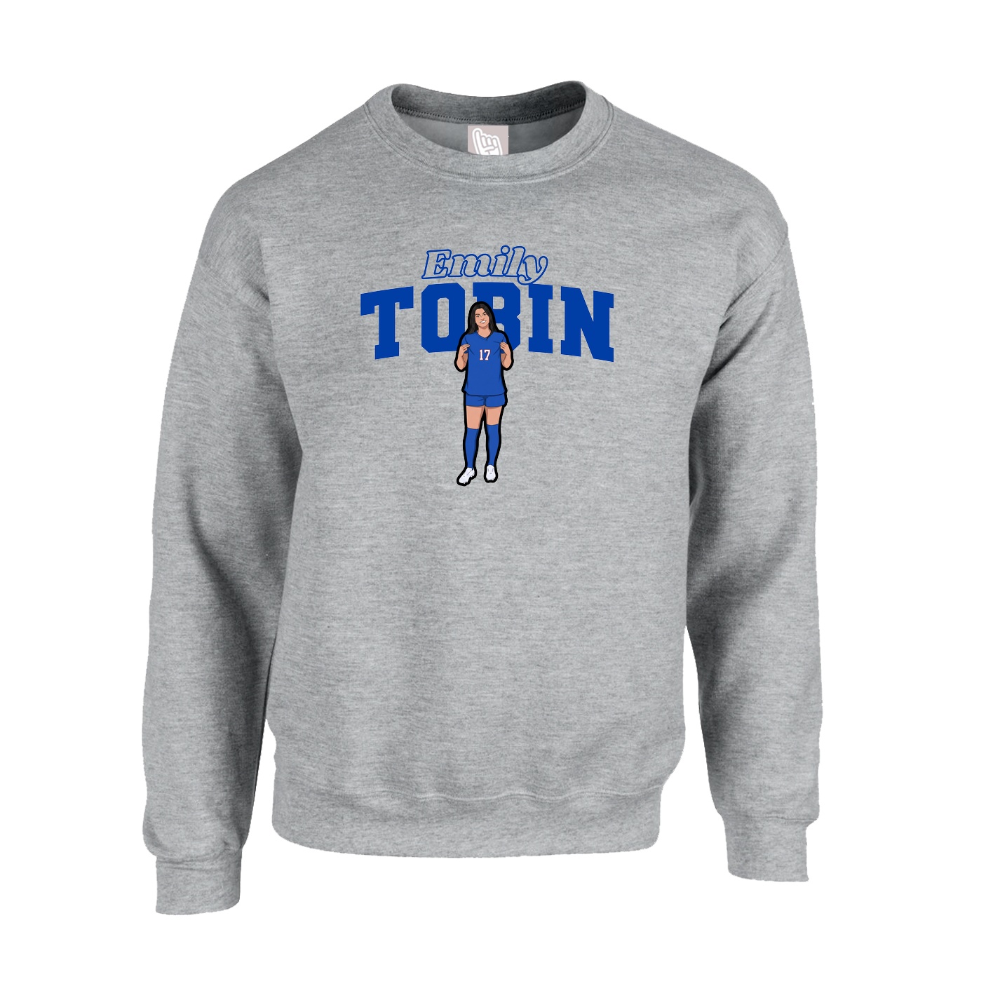 Fleece Crew — Name Arch in Grey