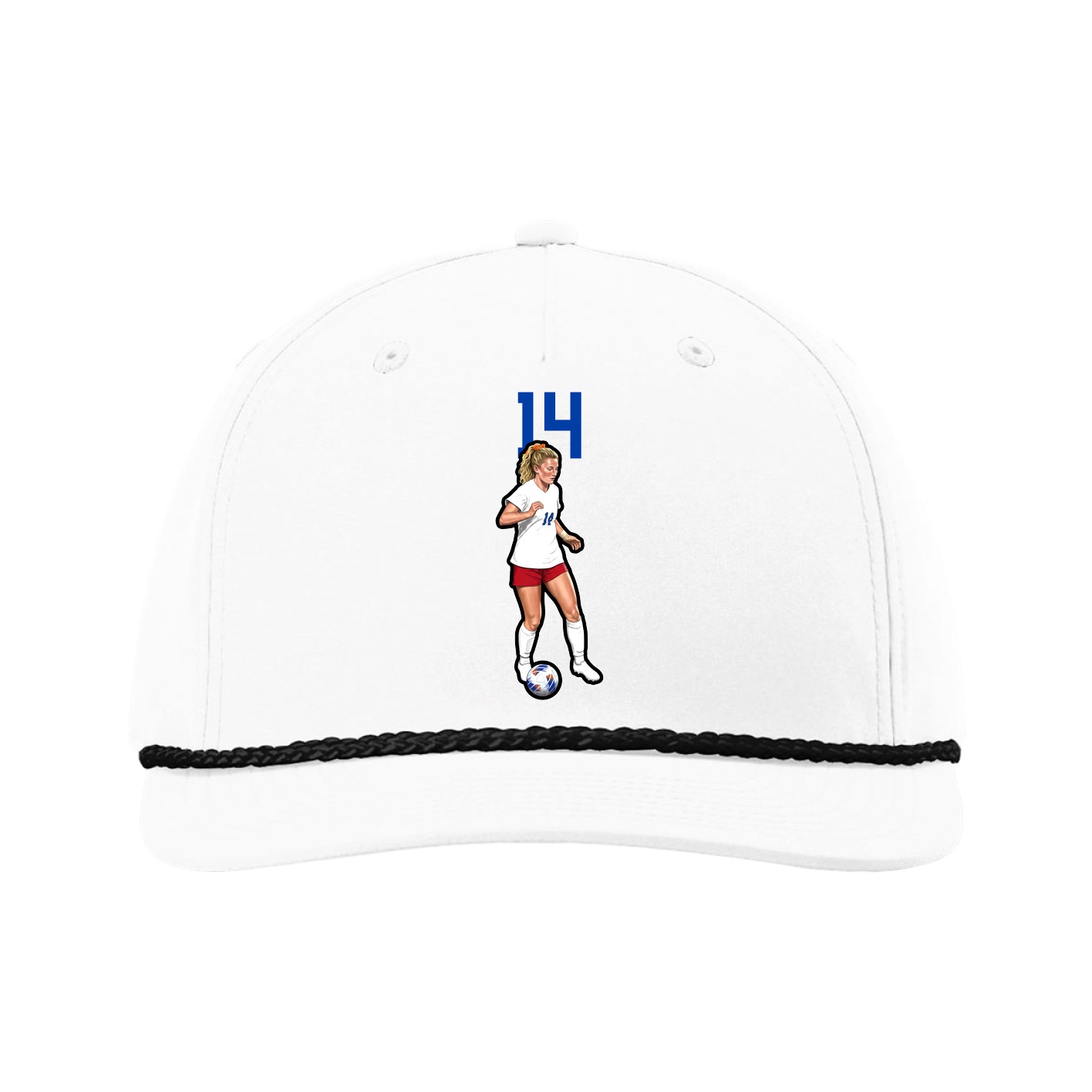 Five-Panel Classic Rope Cap — Number Top in White