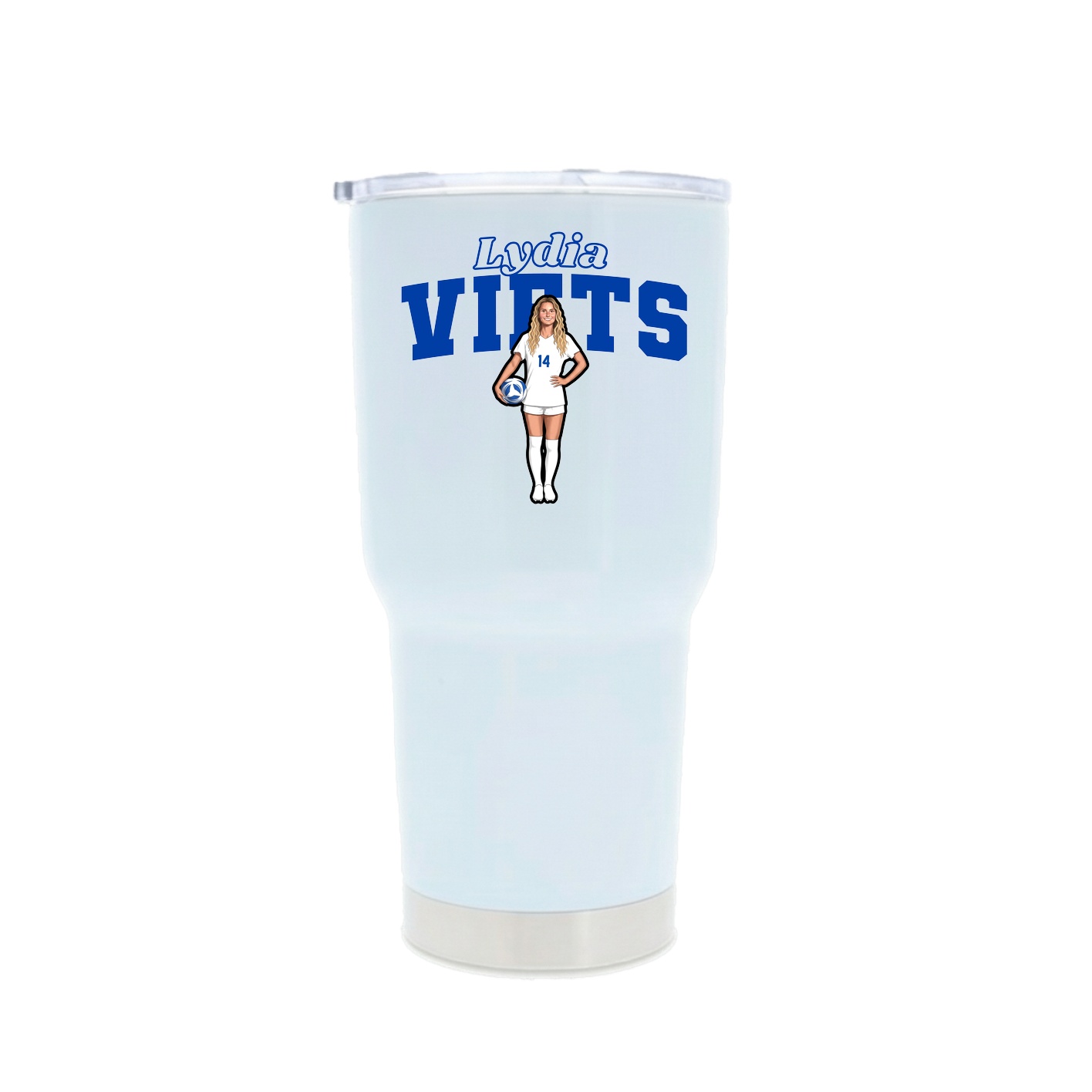 30oz Stainless Steel Tumbler — Name Arch in White