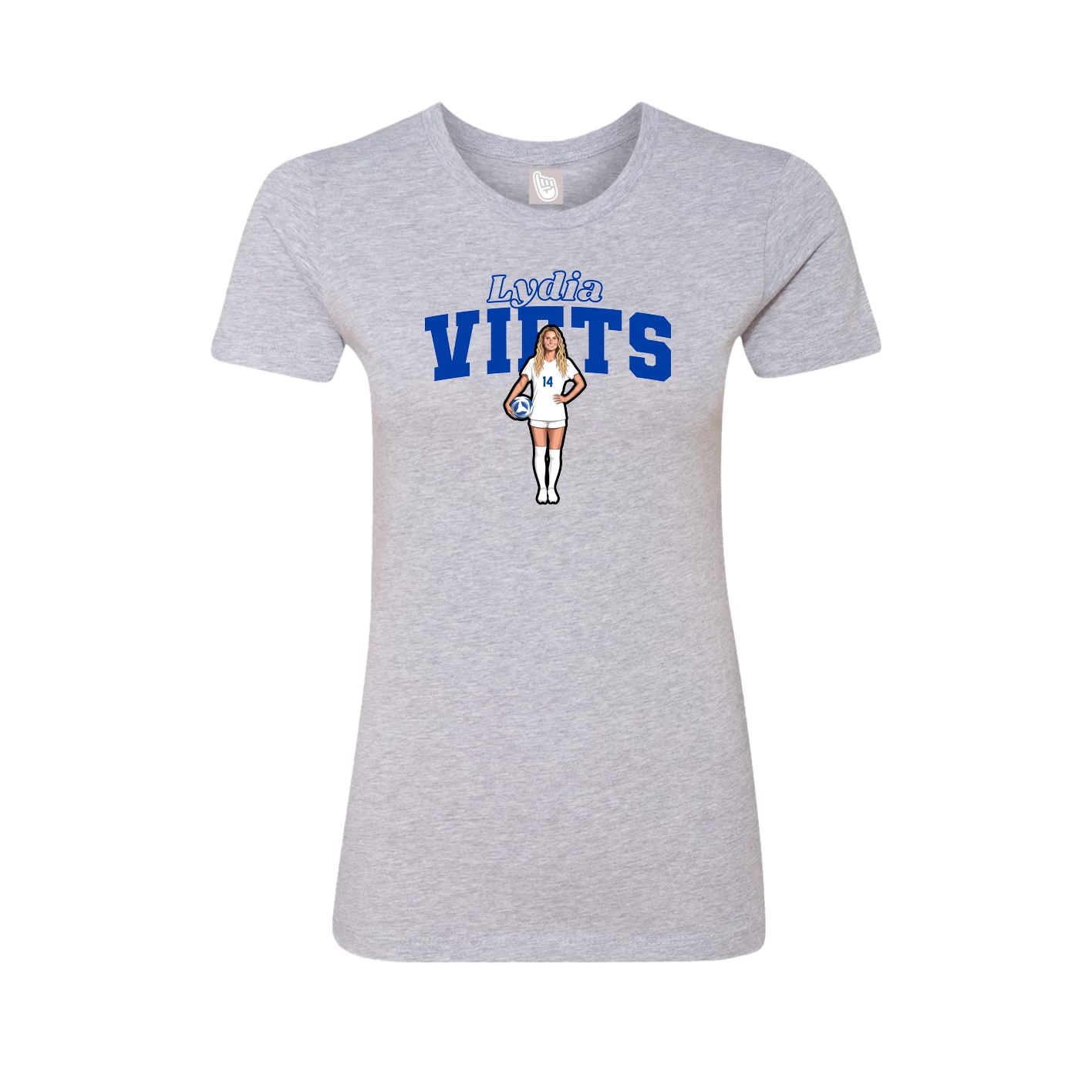 Fitted Women's Tee — Name Arch in Grey