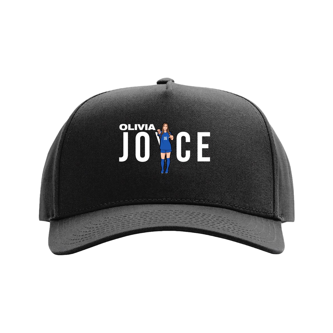 Full Fabric Five-Panel Champ Cap — Player Name in Black