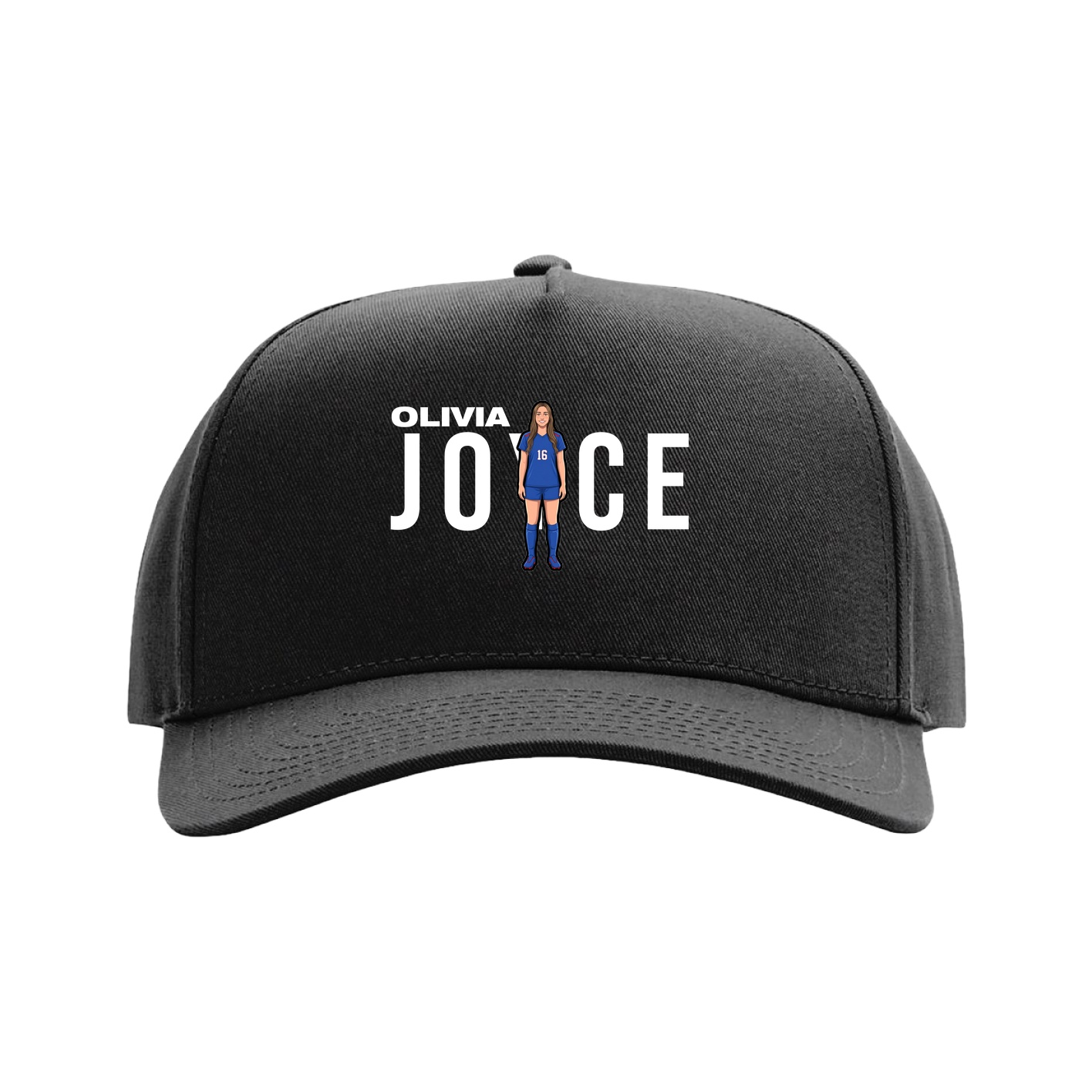 Full Fabric Five-Panel Champ Cap — Player Name in Black