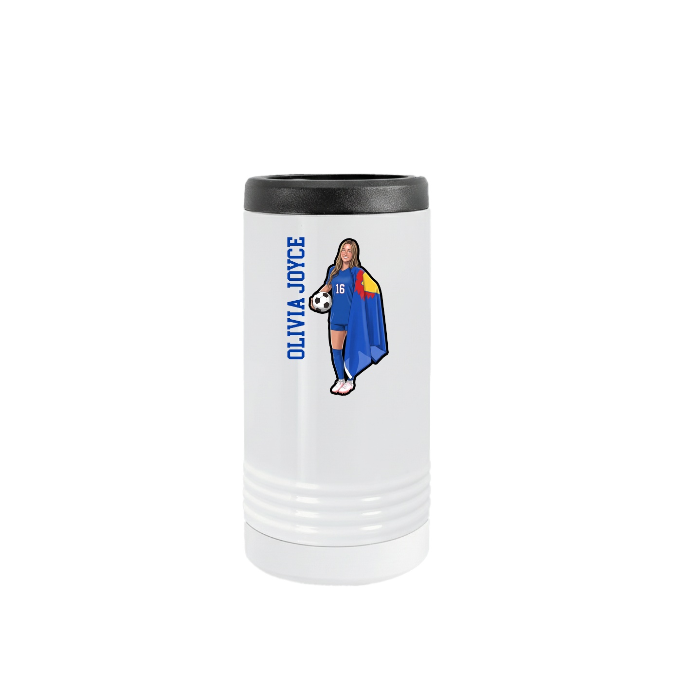 Slim Beverage Holder — Name Vertical in White