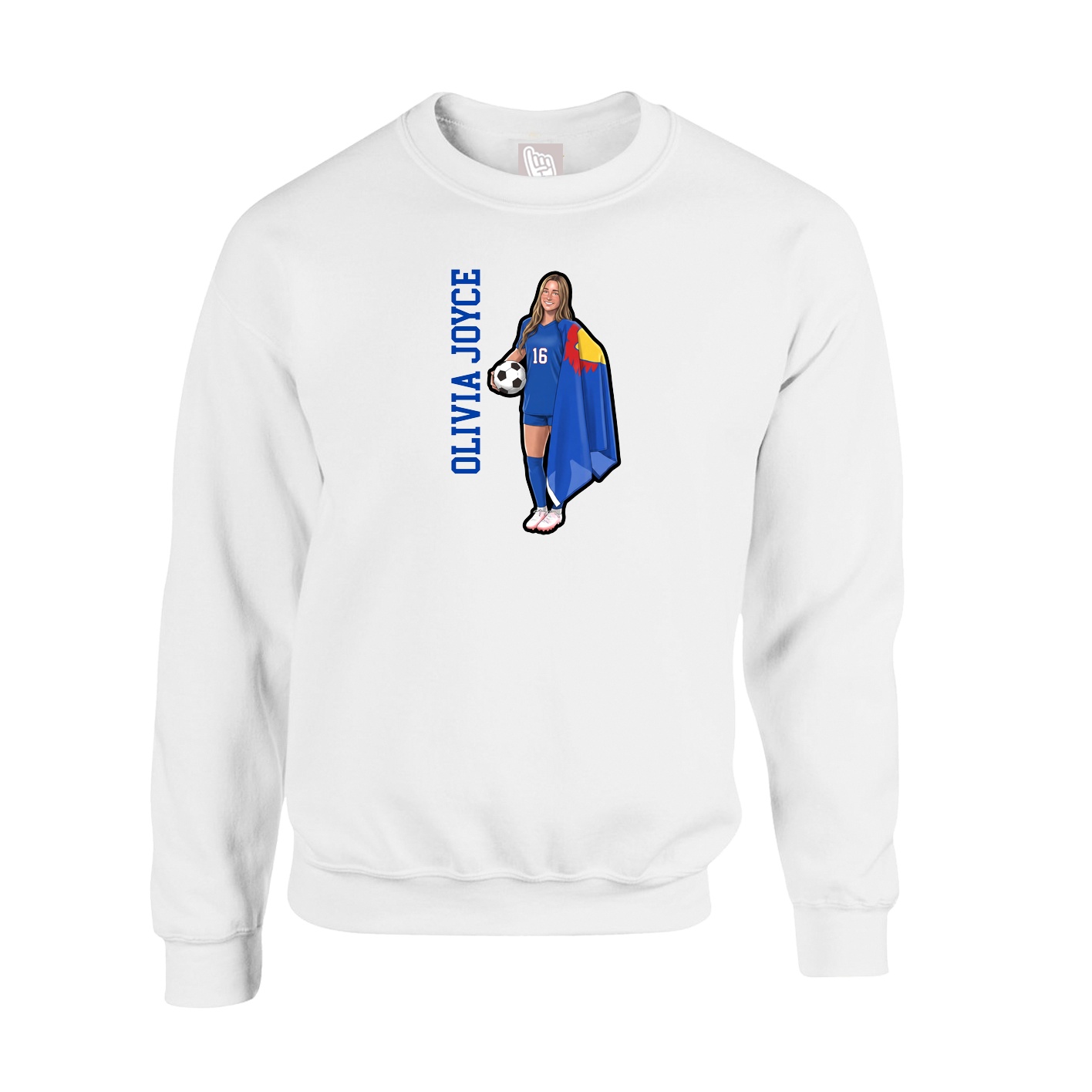 Fleece Crew — Name Vertical in White