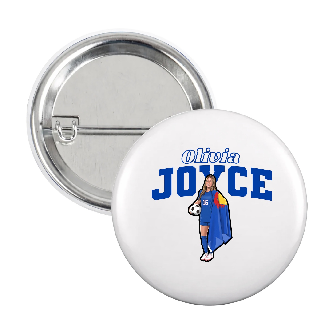 Game Day Button — Name Arch in White