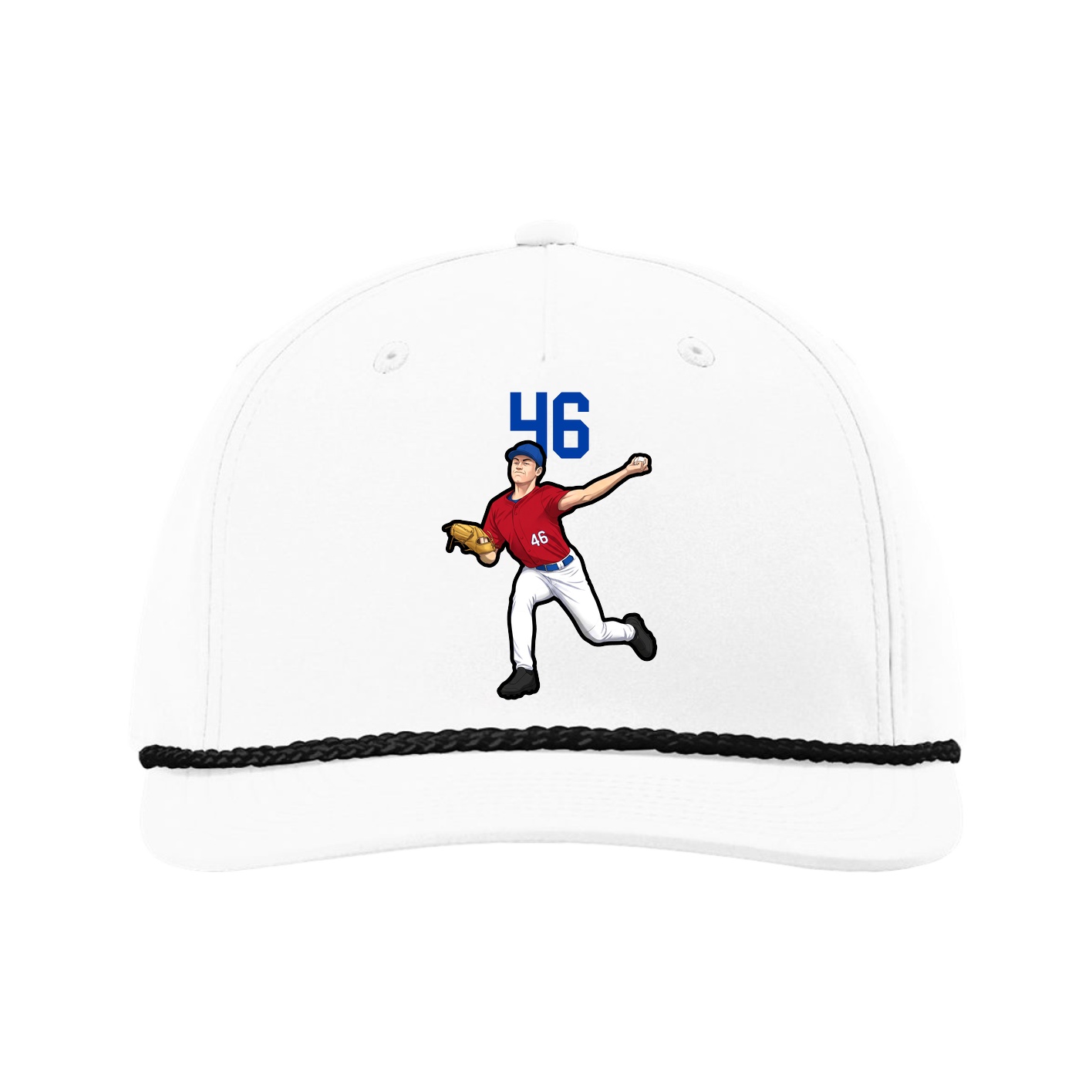 Five-Panel Classic Rope Cap — Number Top in White