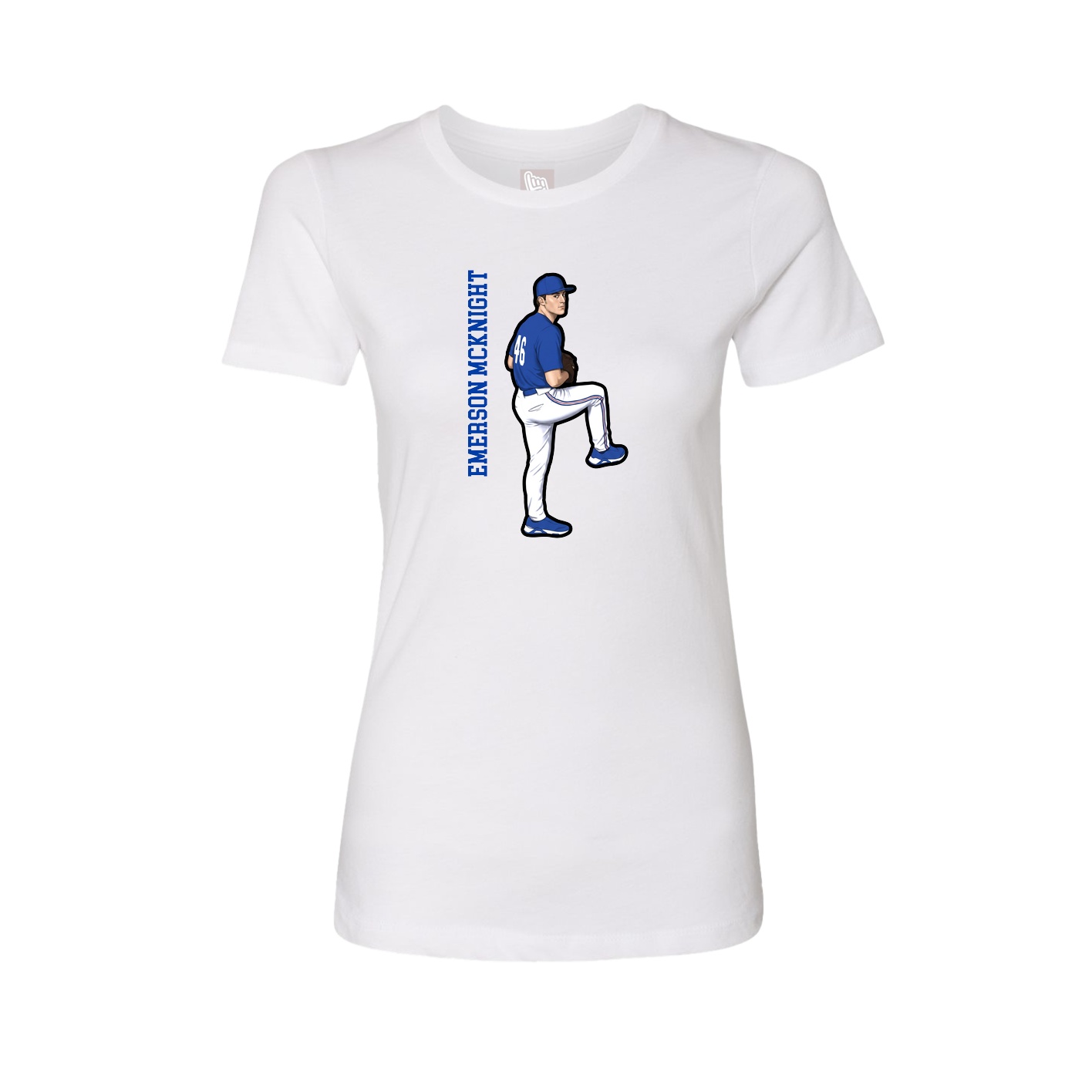 Fitted Women's Tee — Name Vertical in White