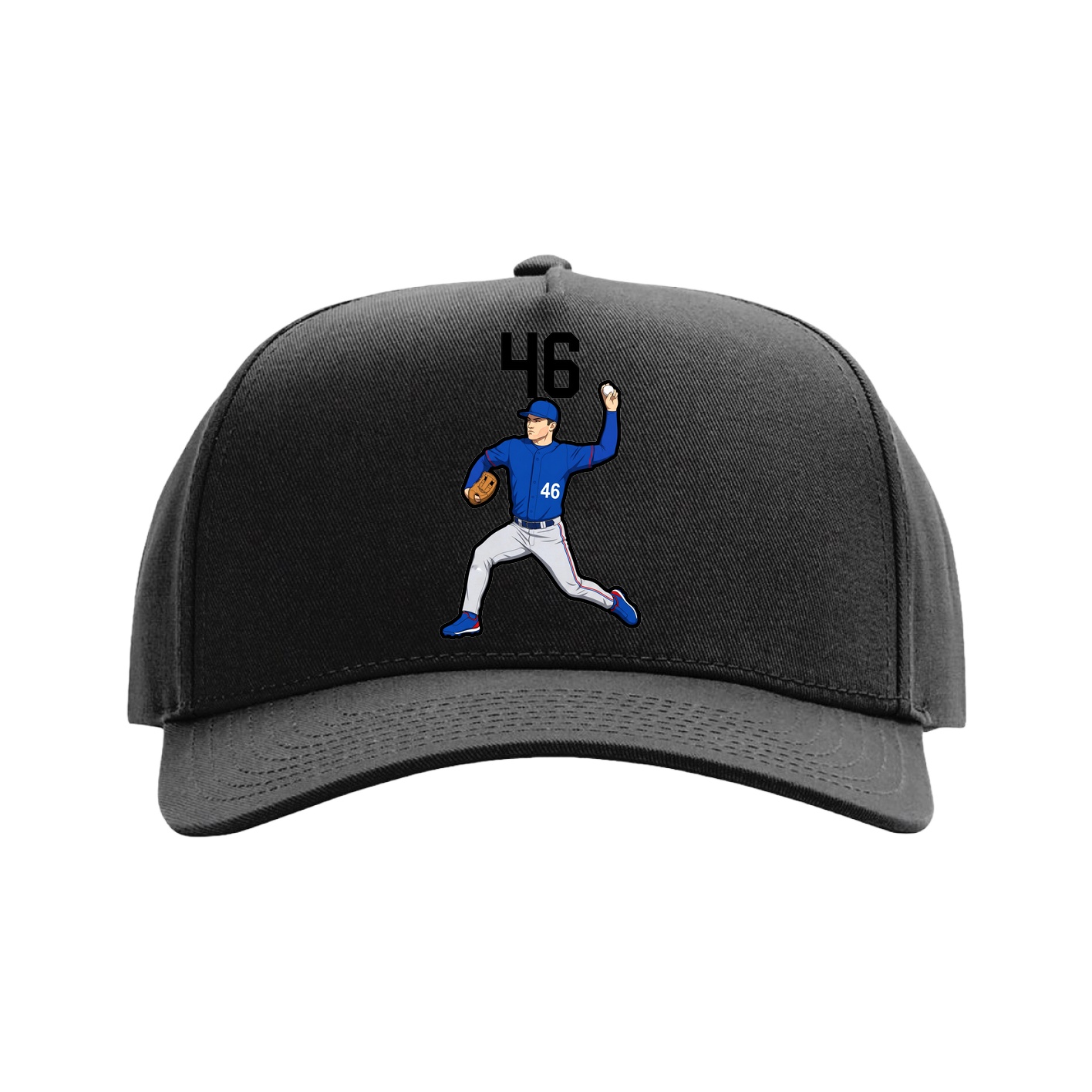 Full Fabric Five-Panel Champ Cap — Number Top in Black