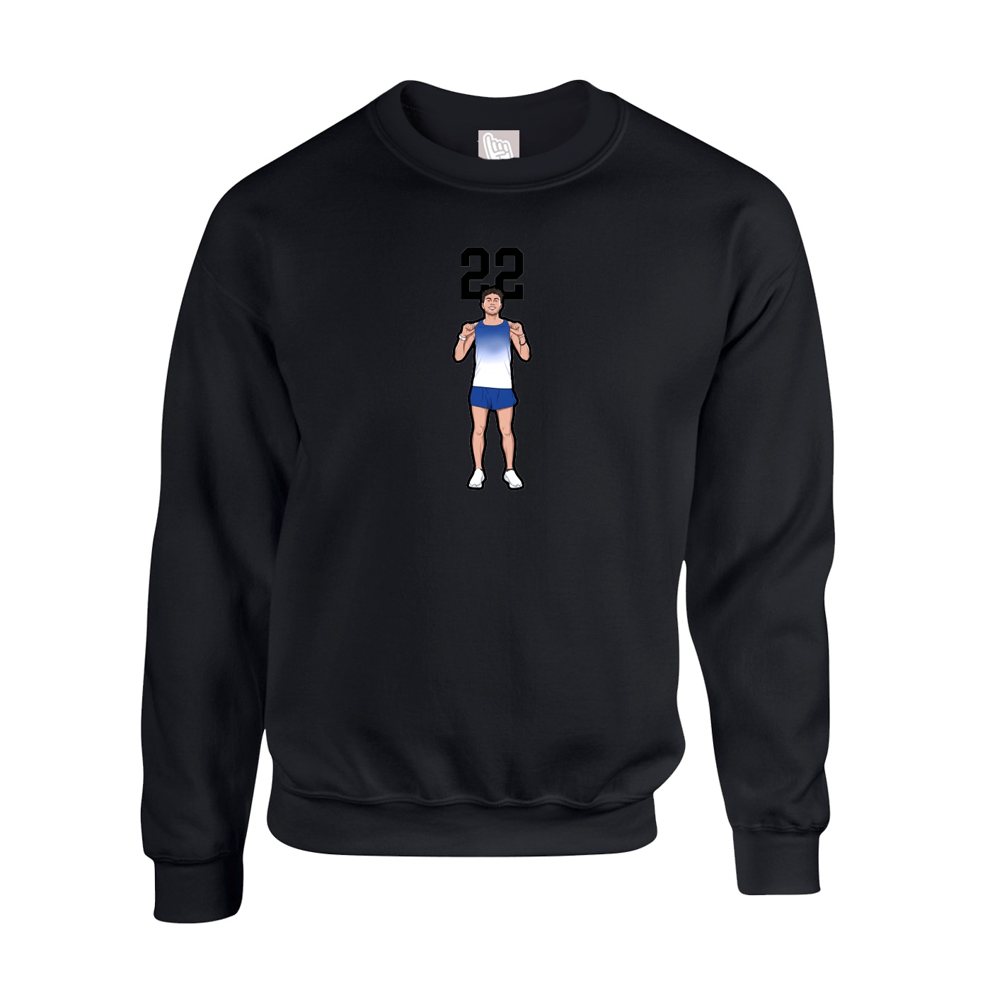 Fleece Crew — Number Top in Black