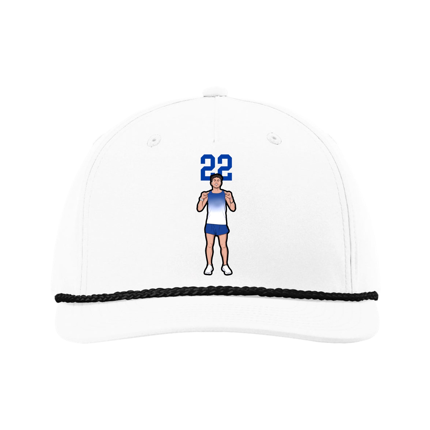 Five-Panel Classic Rope Cap — Number Top in White