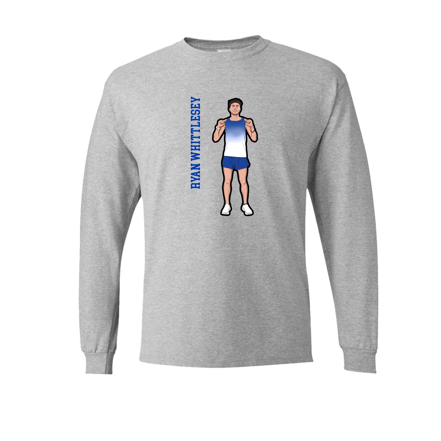 Long Sleeve Tee — Name Vertical in Grey