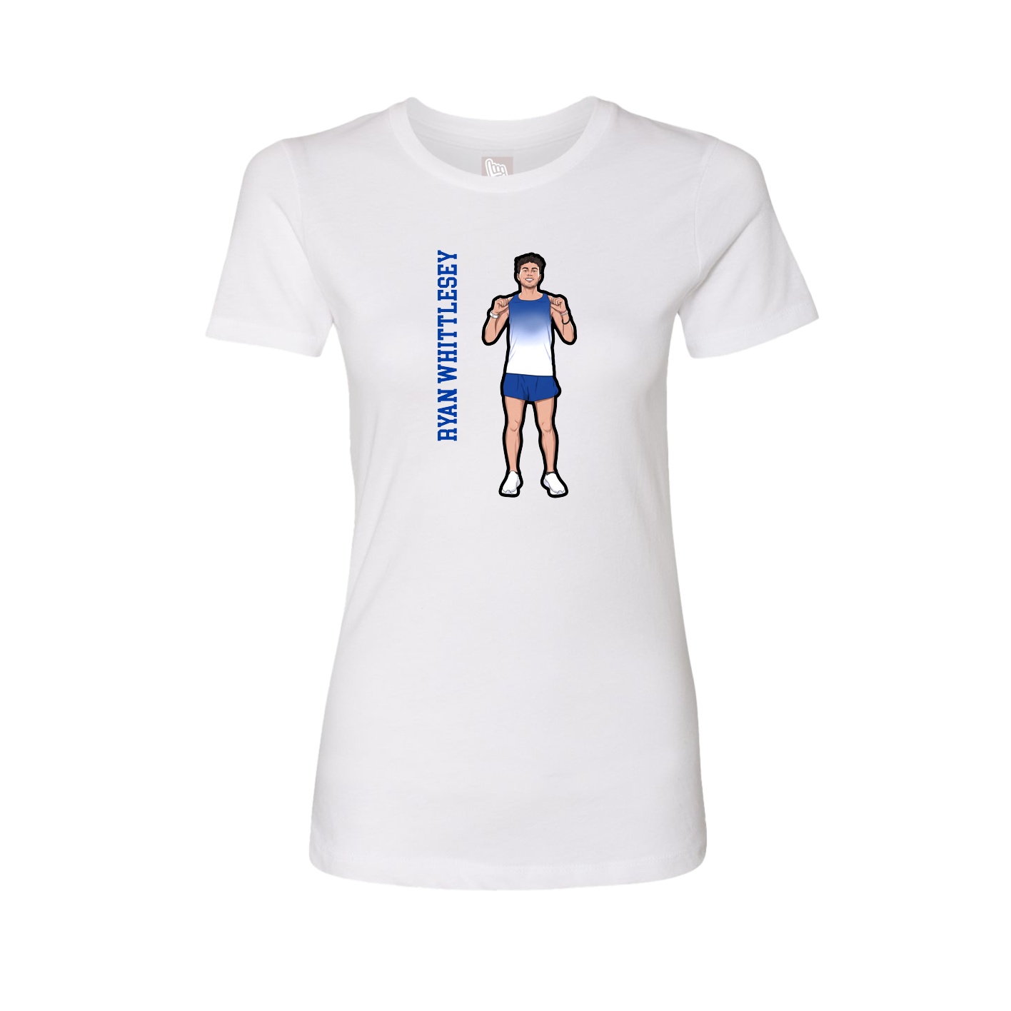 Fitted Women's Tee — Name Vertical in White