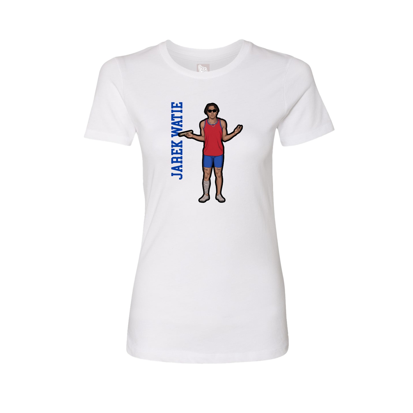 Fitted Women's Tee — Name Vertical in White