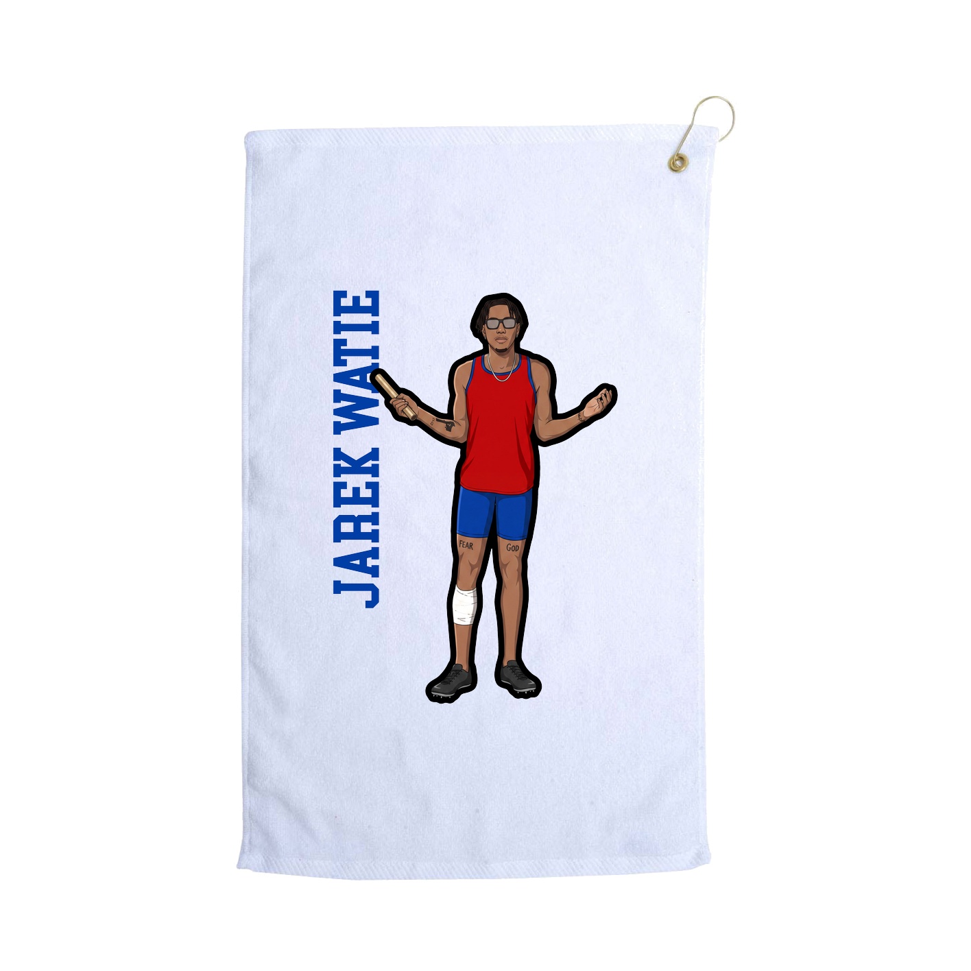 Golf Towel — Name Vertical in White