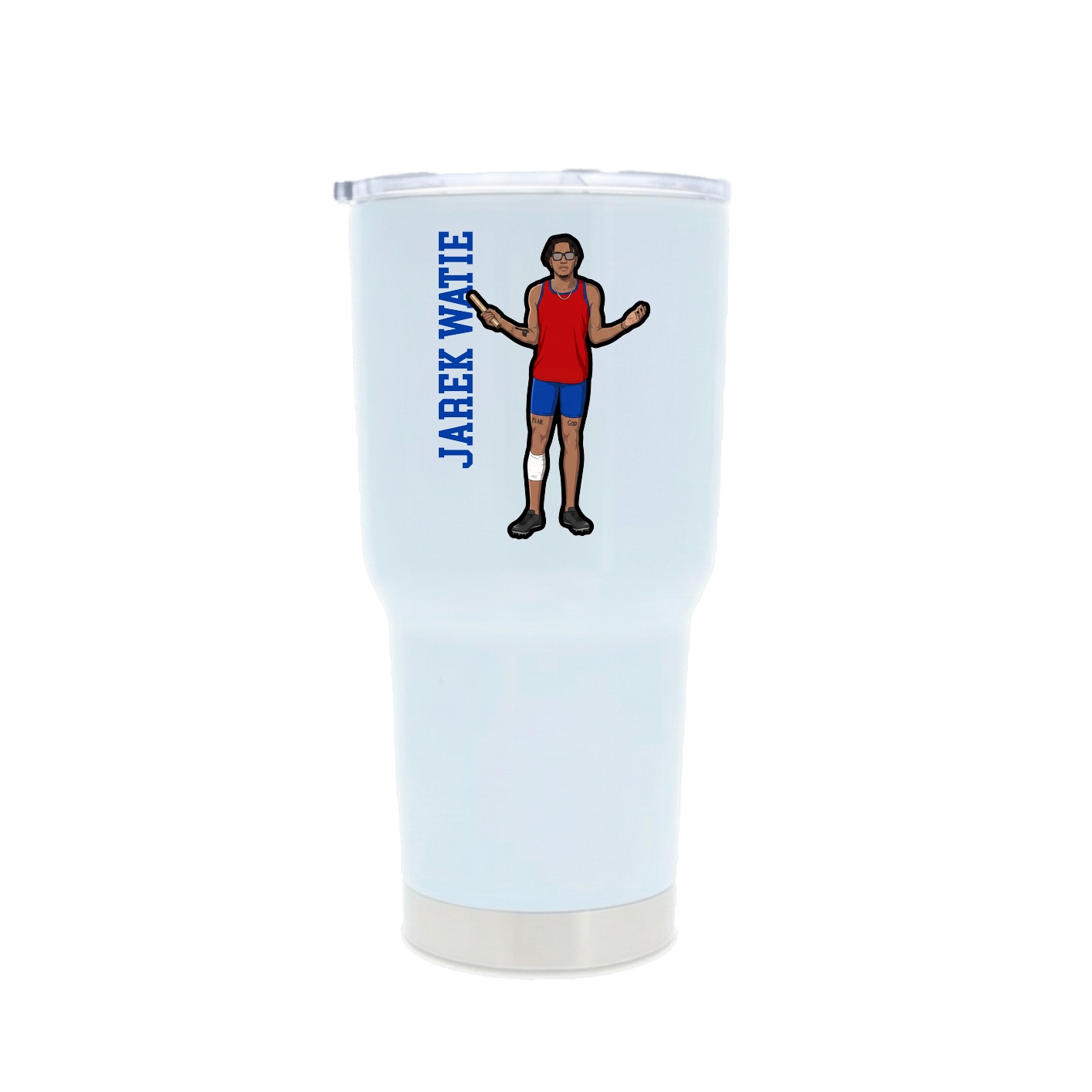30oz Stainless Steel Tumbler — Name Vertical in White