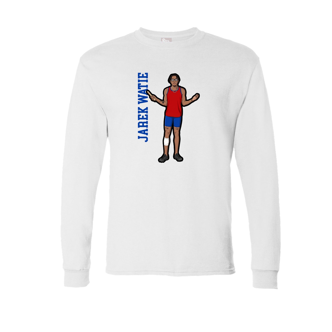Long Sleeve Tee — Name Vertical in White