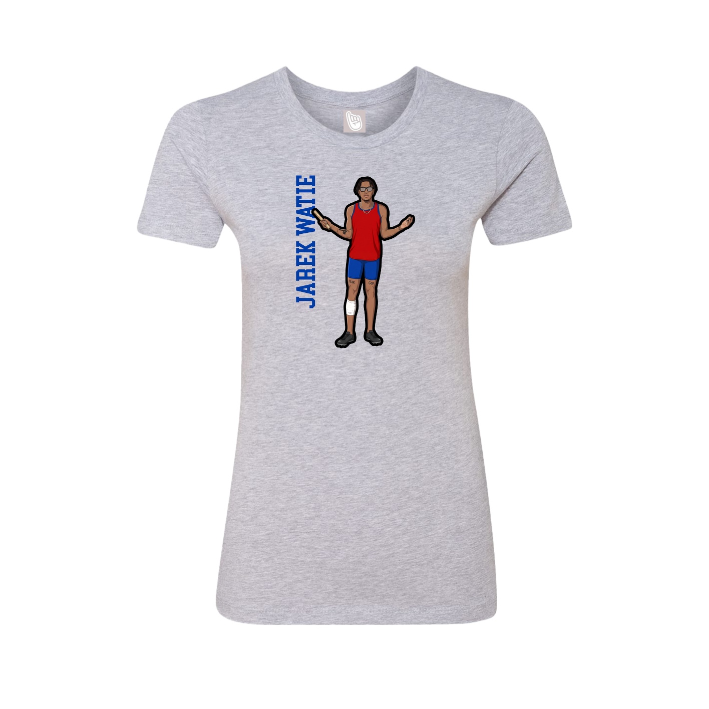 Fitted Women's Tee — Name Vertical in Grey