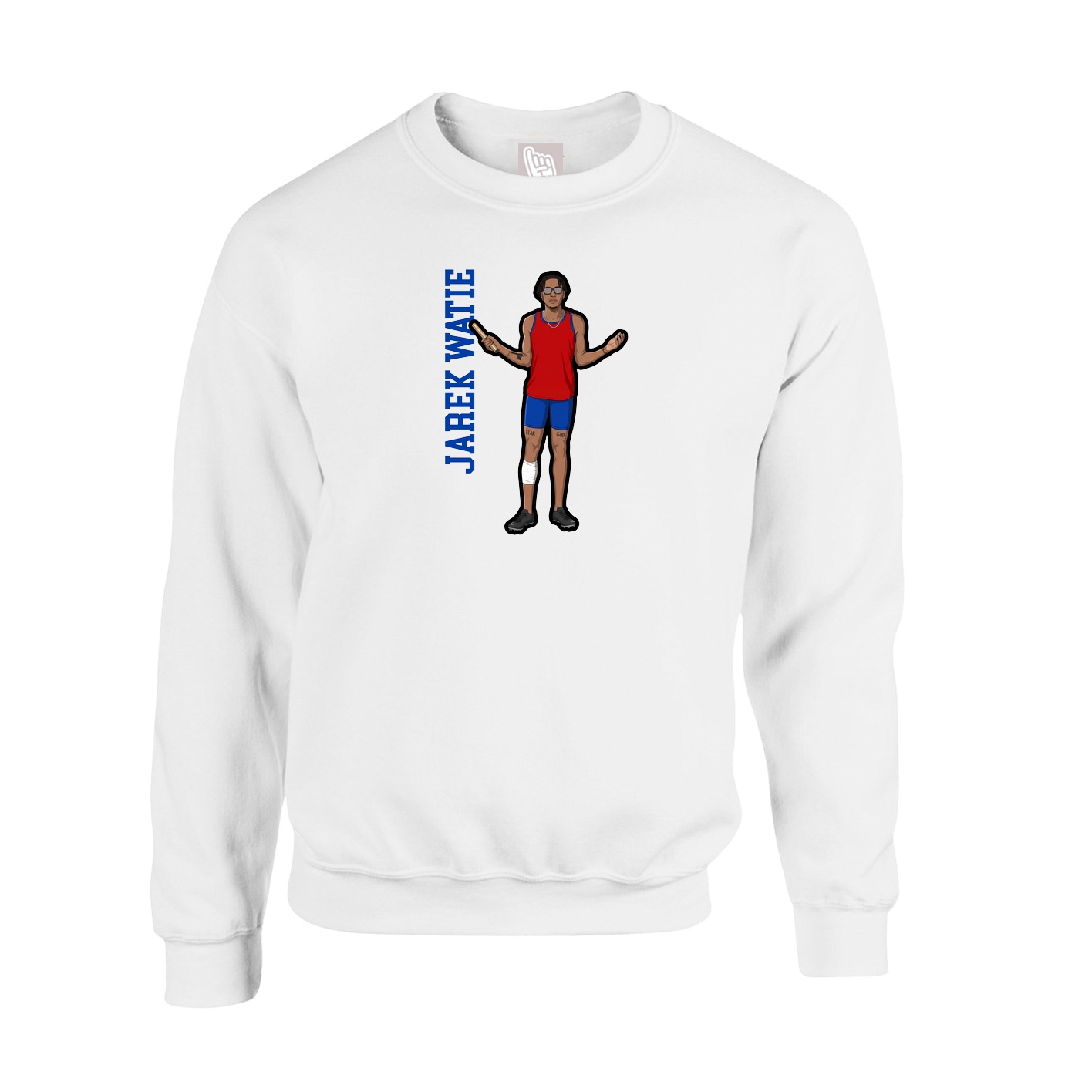 Fleece Crew — Name Vertical in White