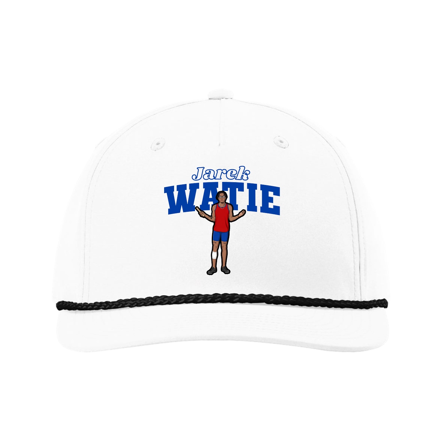 Five-Panel Classic Rope Cap — Name Arch in White
