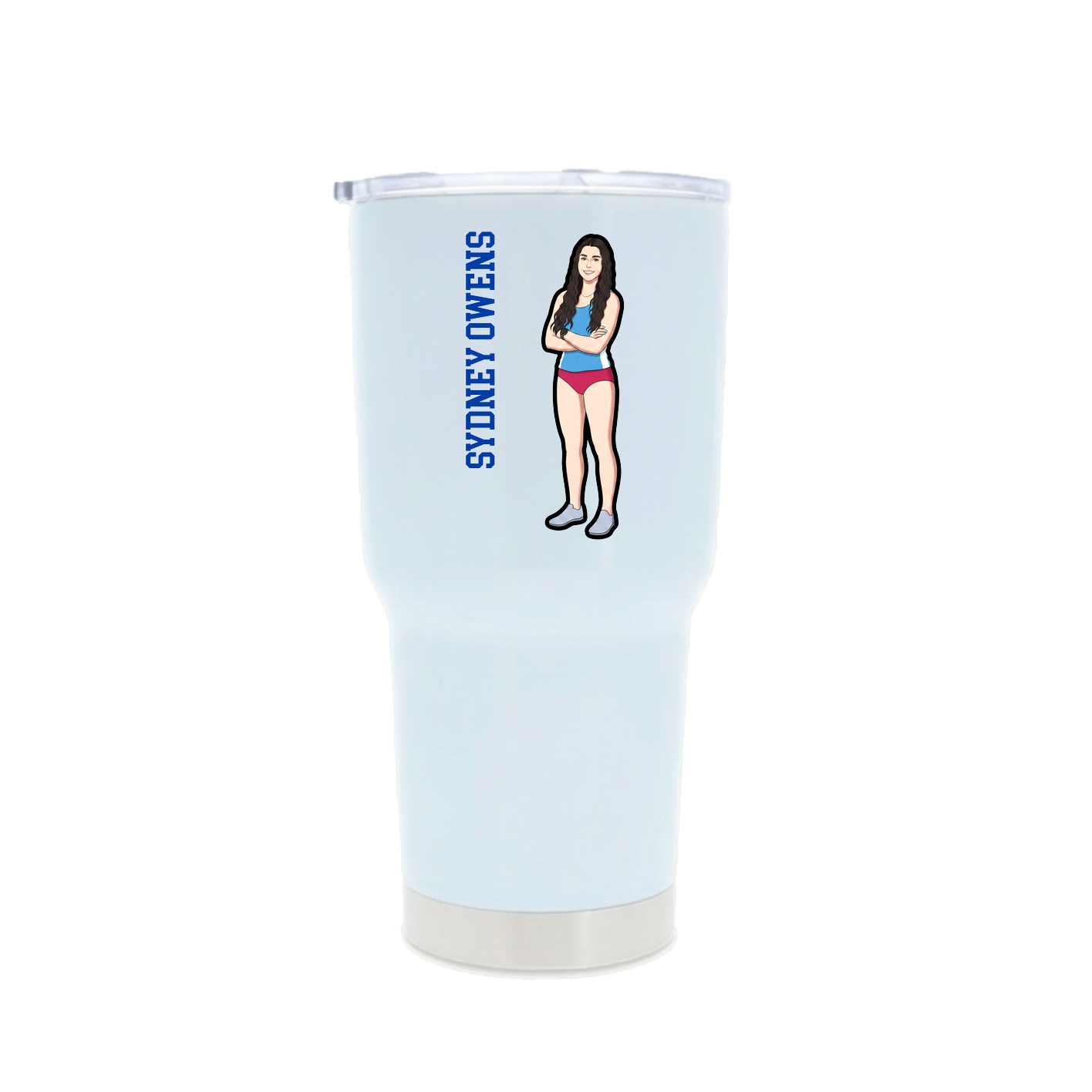 30oz Stainless Steel Tumbler — Name Vertical in White
