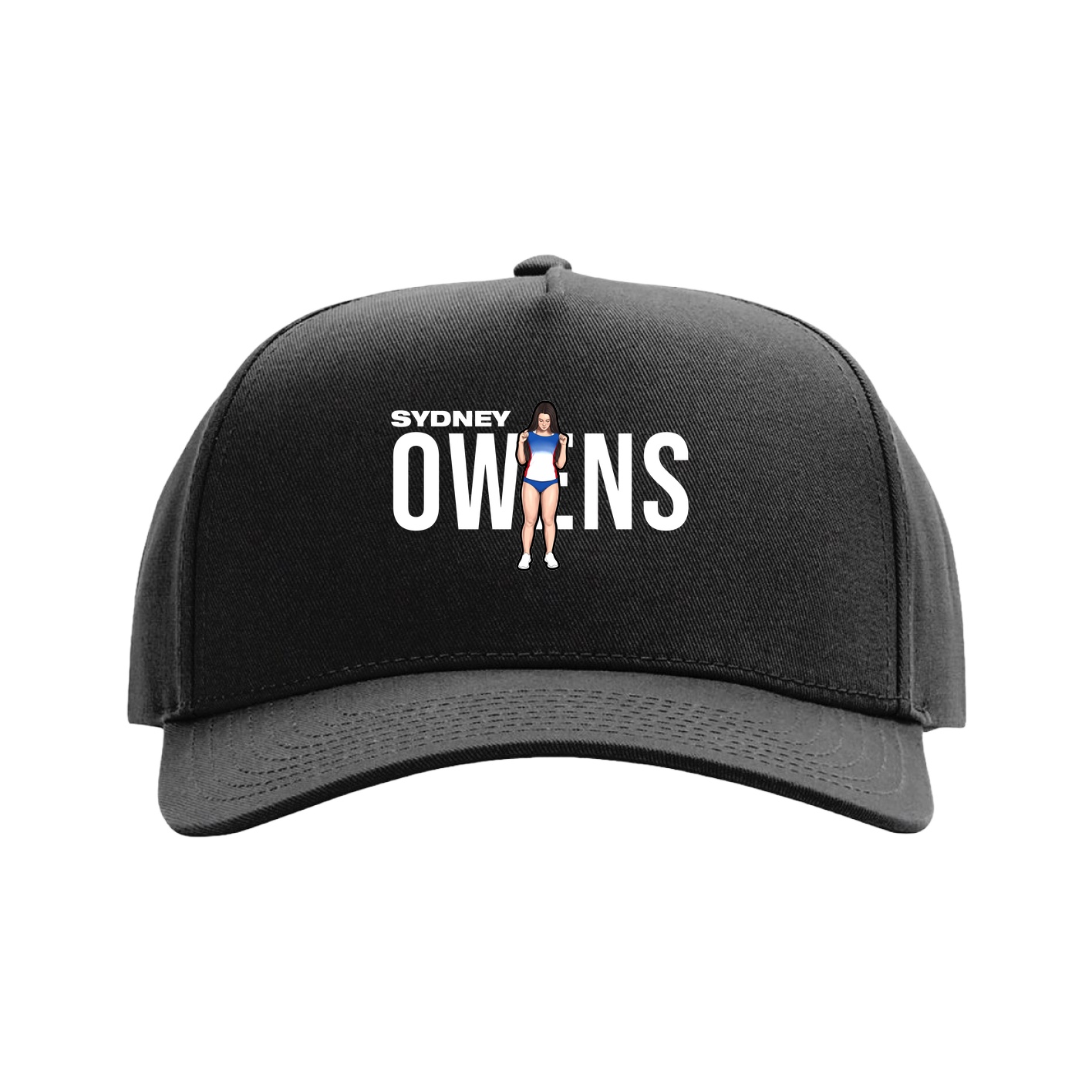Full Fabric Five-Panel Champ Cap — Player Name in Black