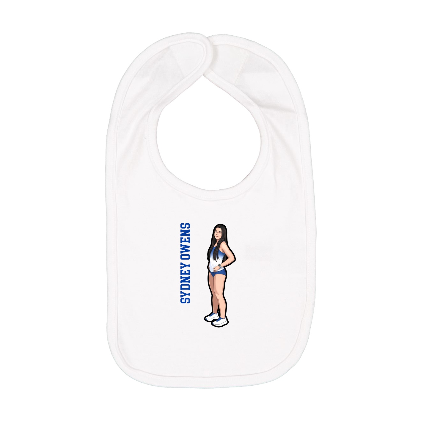 Infant Bib — Name Vertical in White