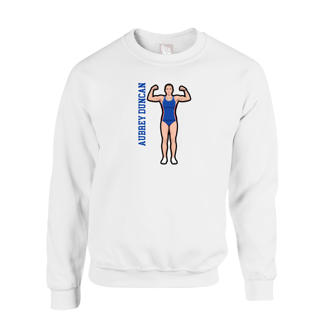 Fleece Crew — Name Vertical in White