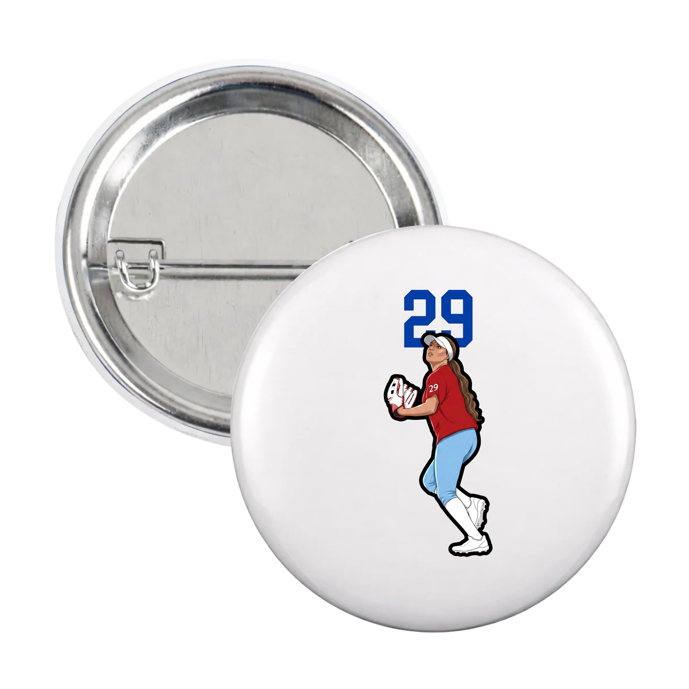 Game Day Button — Number Top in White