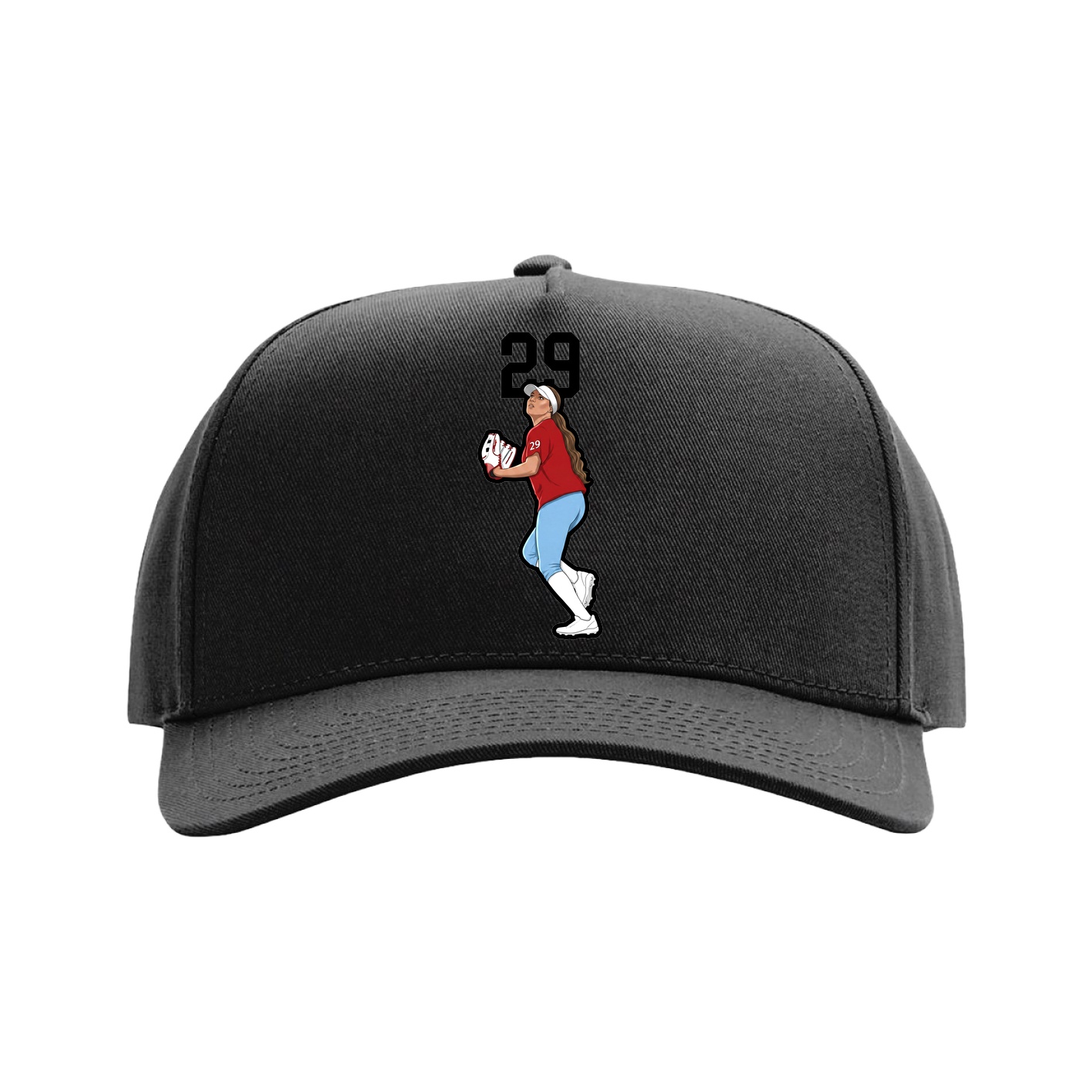Full Fabric Five-Panel Champ Cap — Number Top in Black