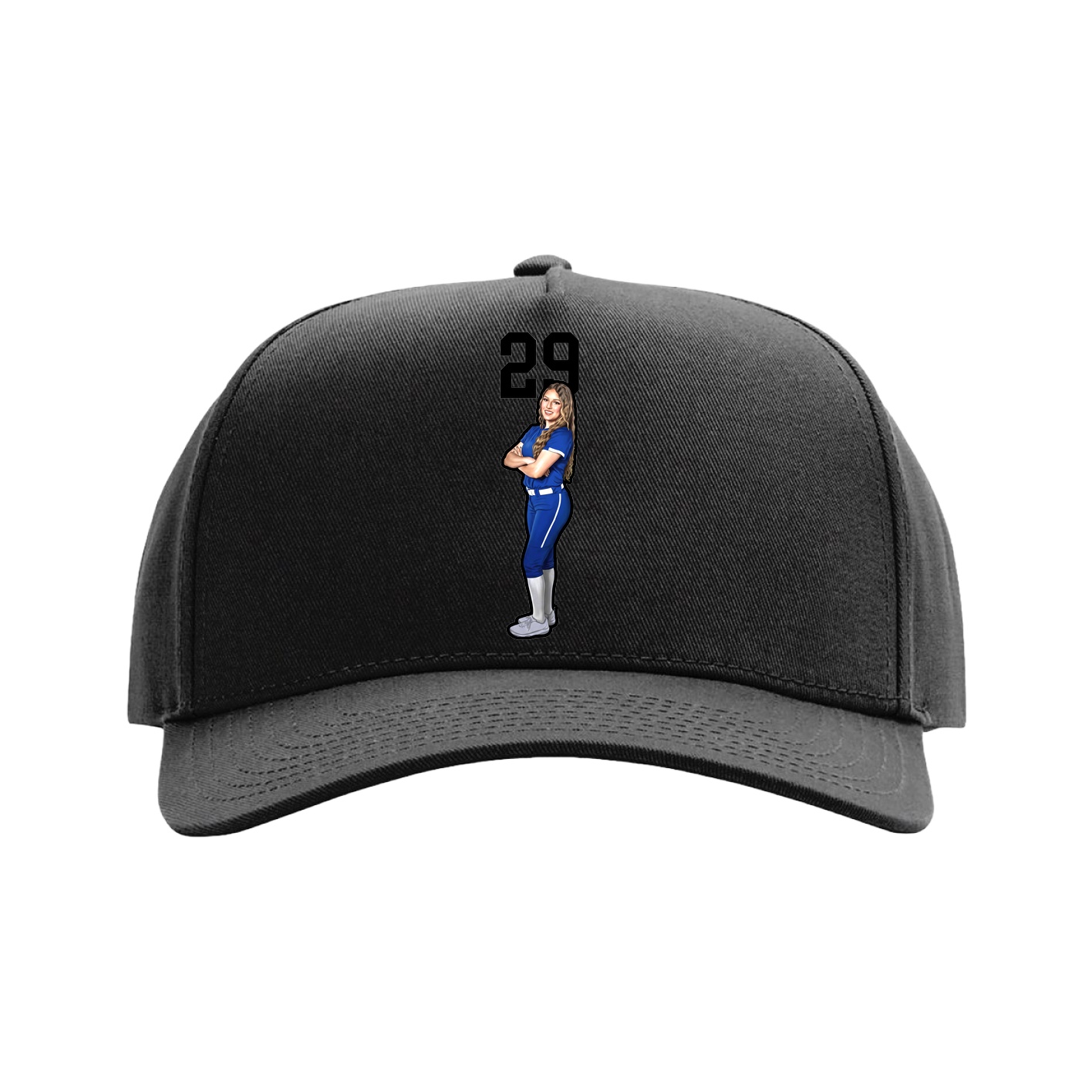 Full Fabric Five-Panel Champ Cap — Number Top in Black