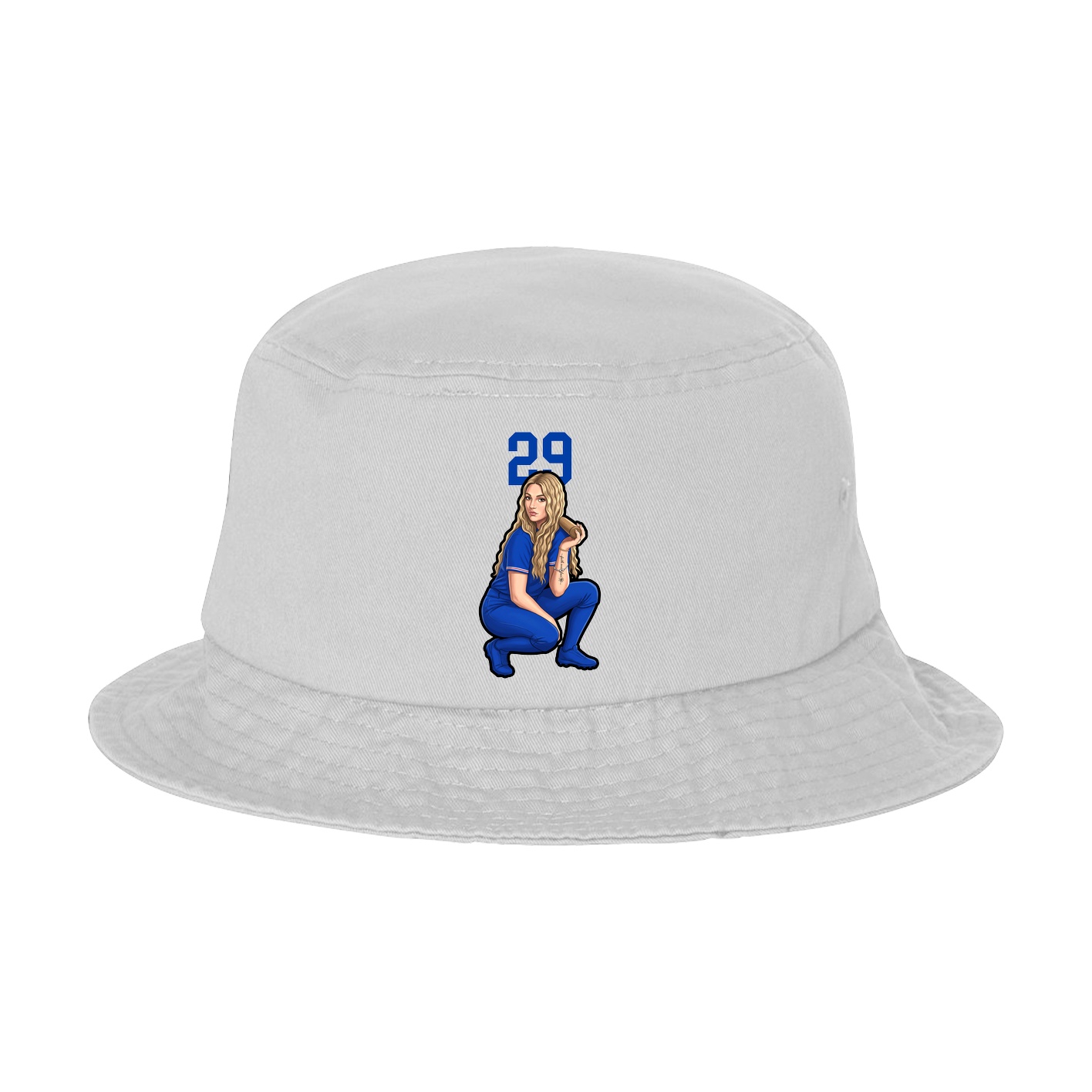Bucket Cap — Number Top in White