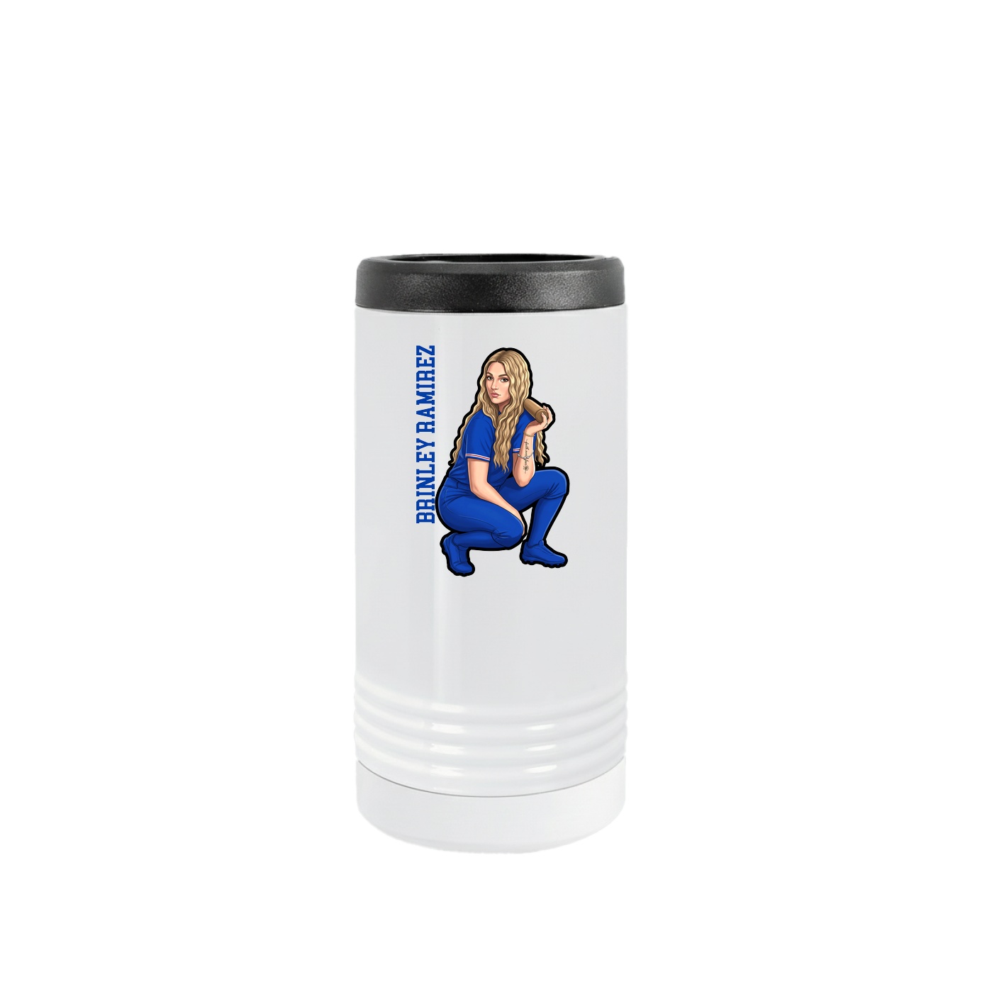 Slim Beverage Holder — Name Vertical in White