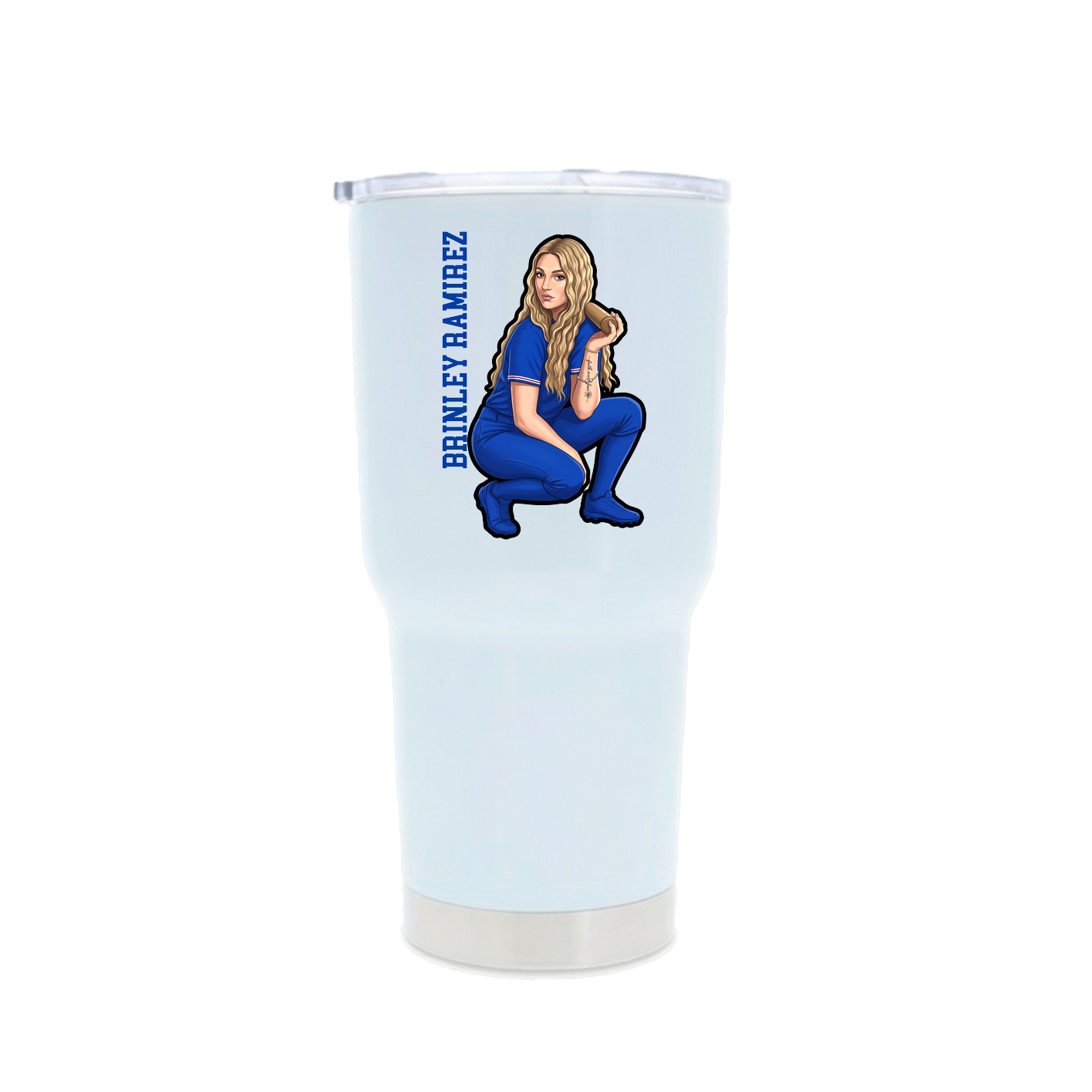 30oz Stainless Steel Tumbler — Name Vertical in White
