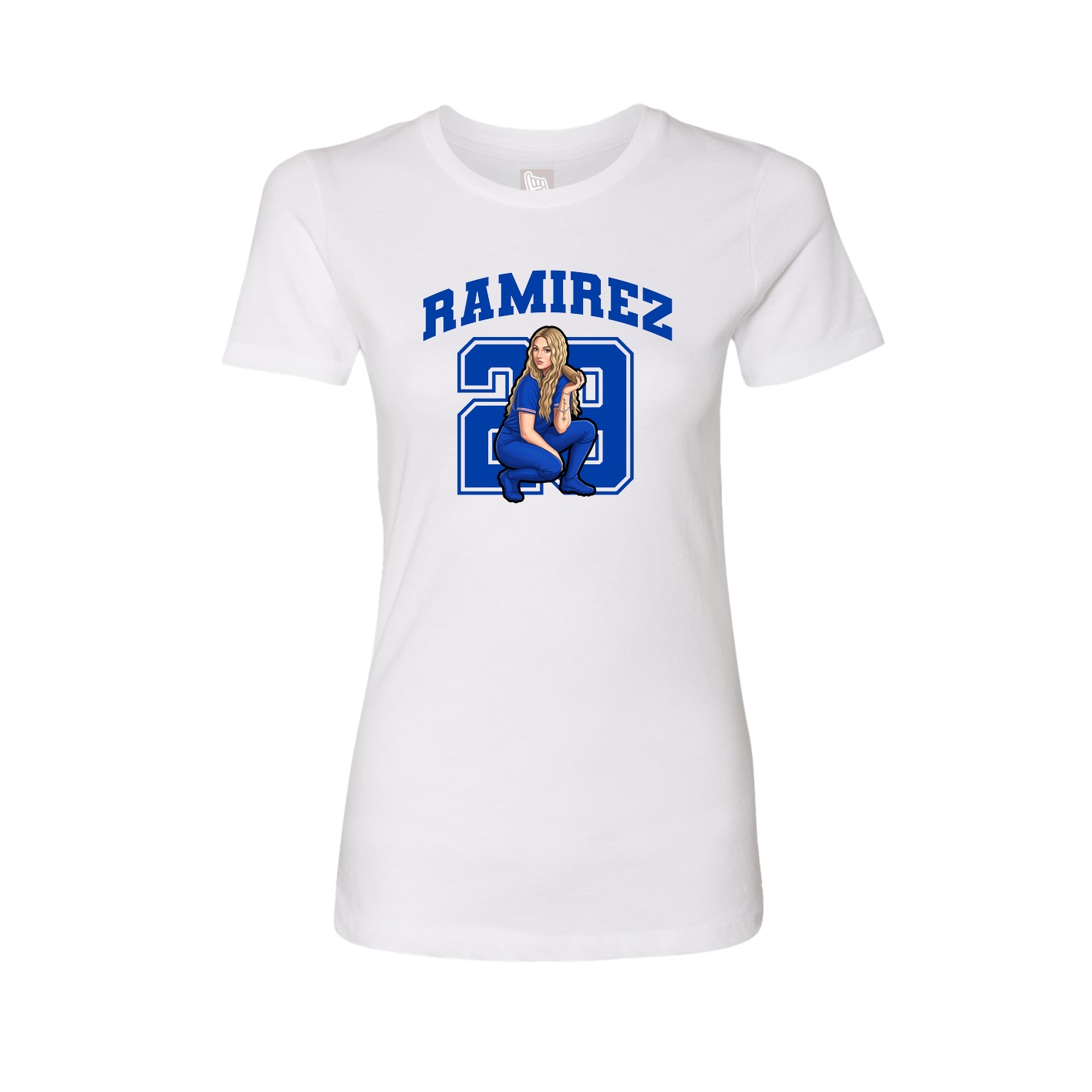 Fitted Women's Tee — Number in White